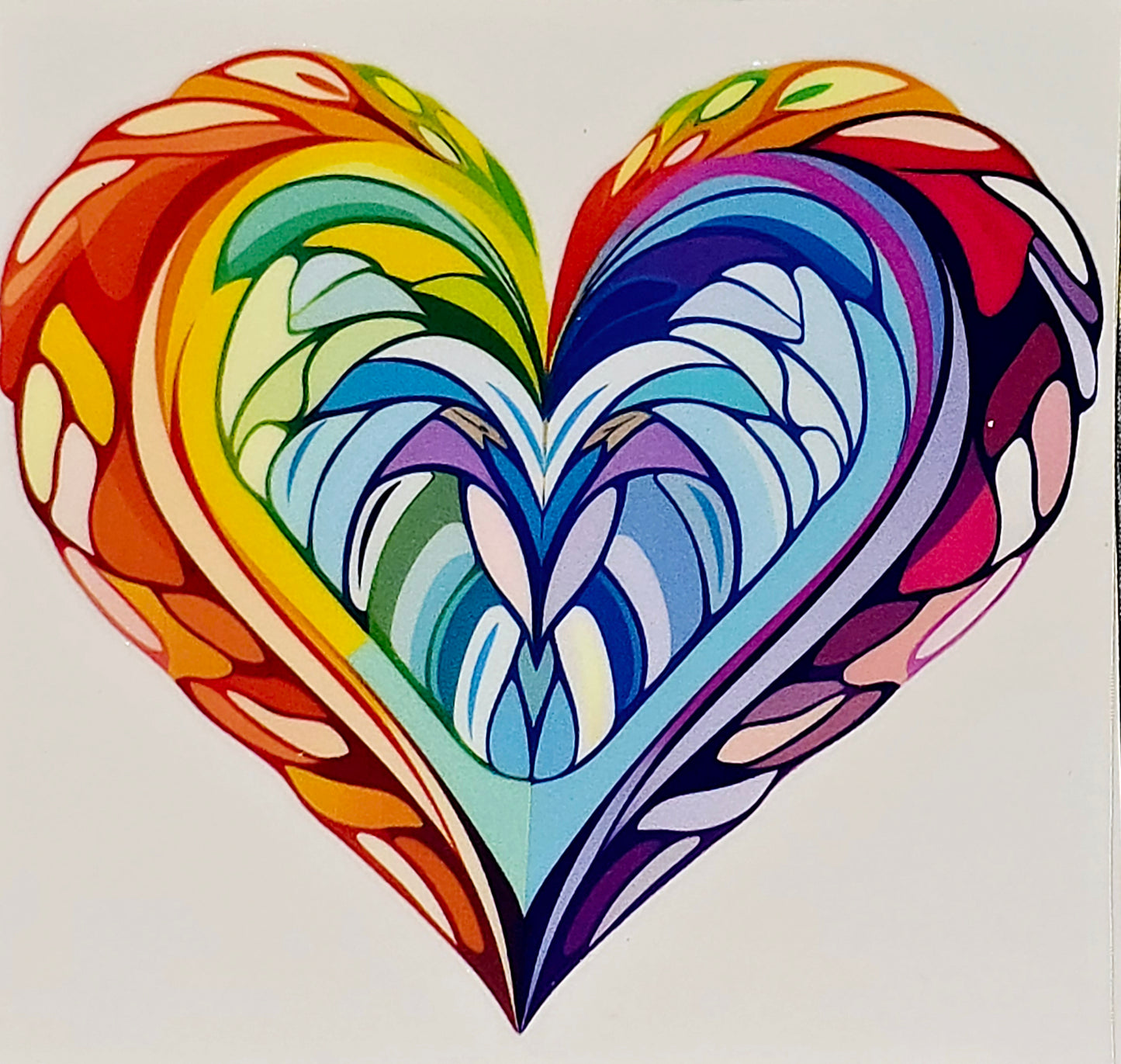 Artistic designs rainbow hearts medium clear UV DTF
