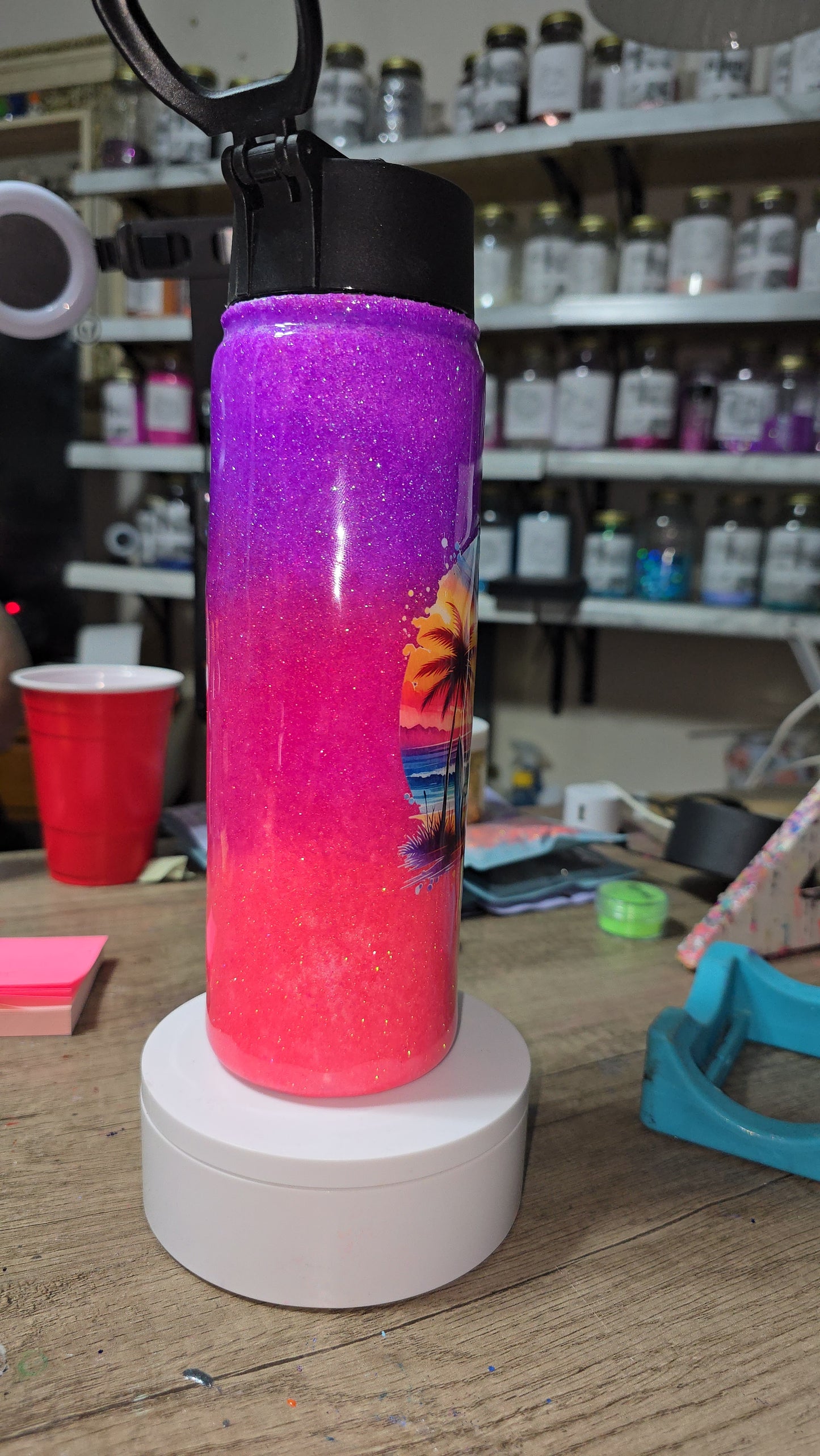 24 oz sport glitter ombre tumbler