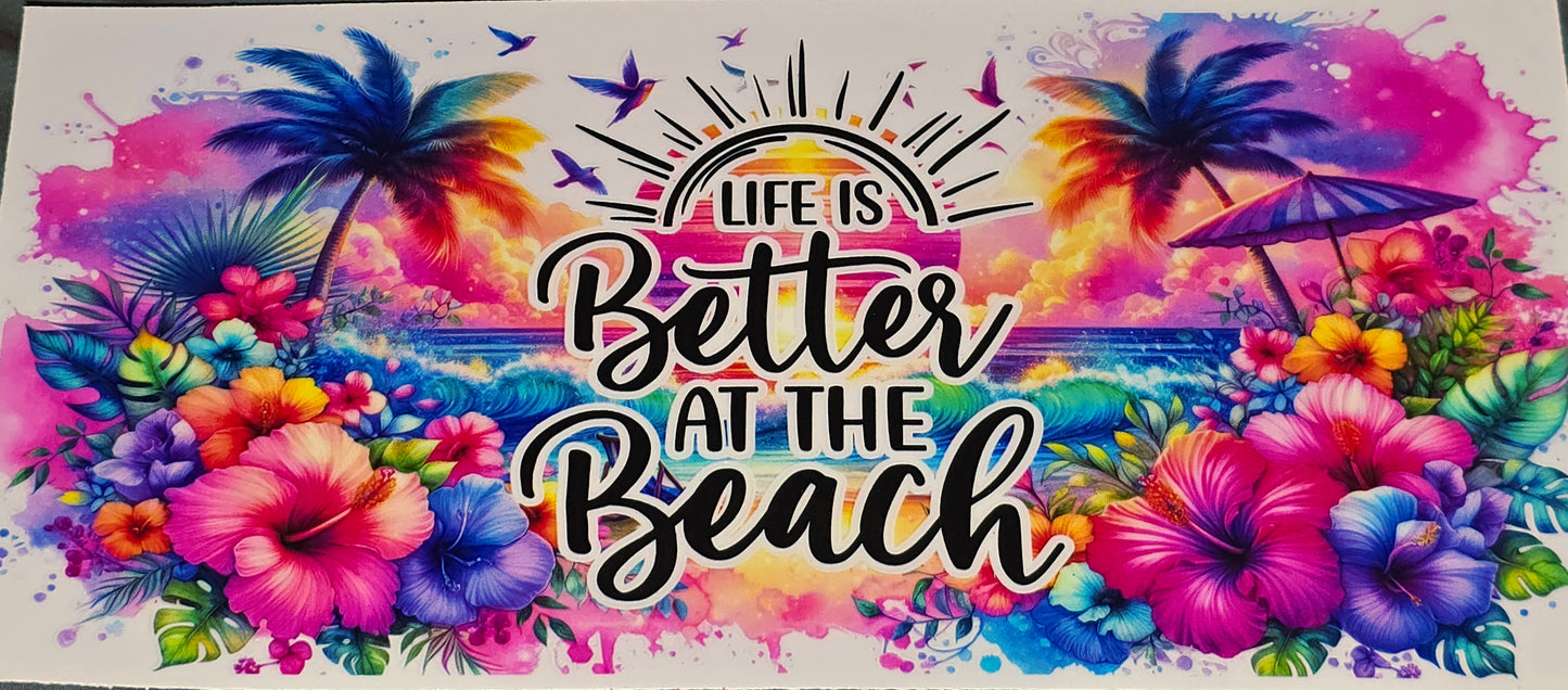 Summer at the beach clear 16 oz UV DTF wraps