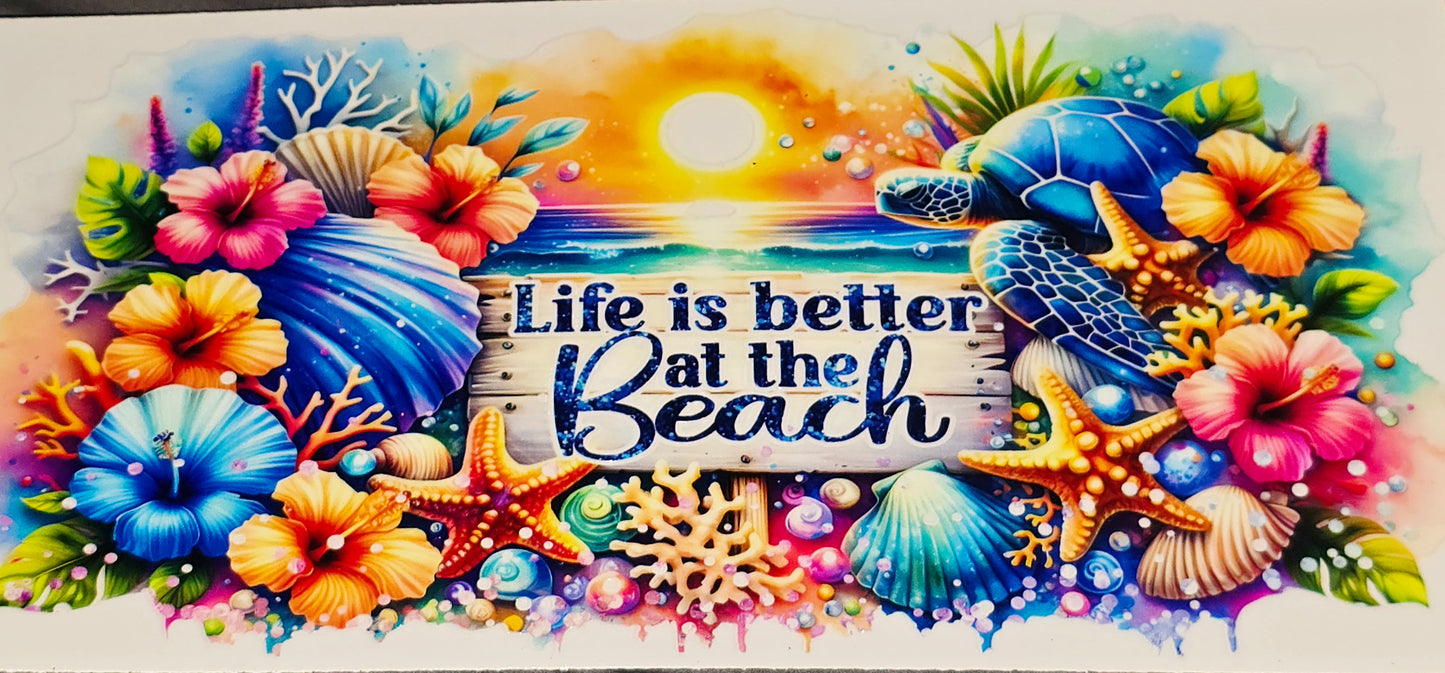 Summer at the beach clear 16 oz UV DTF wraps
