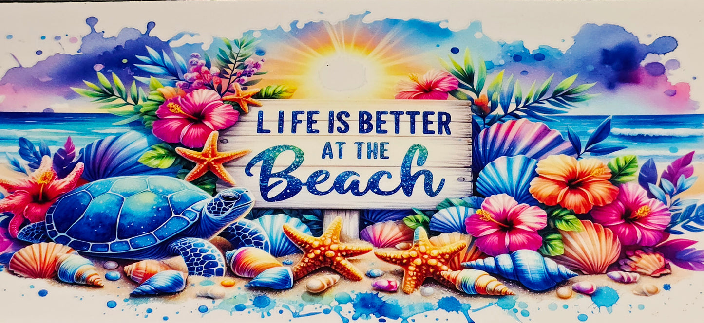 Summer at the beach clear 16 oz UV DTF wraps