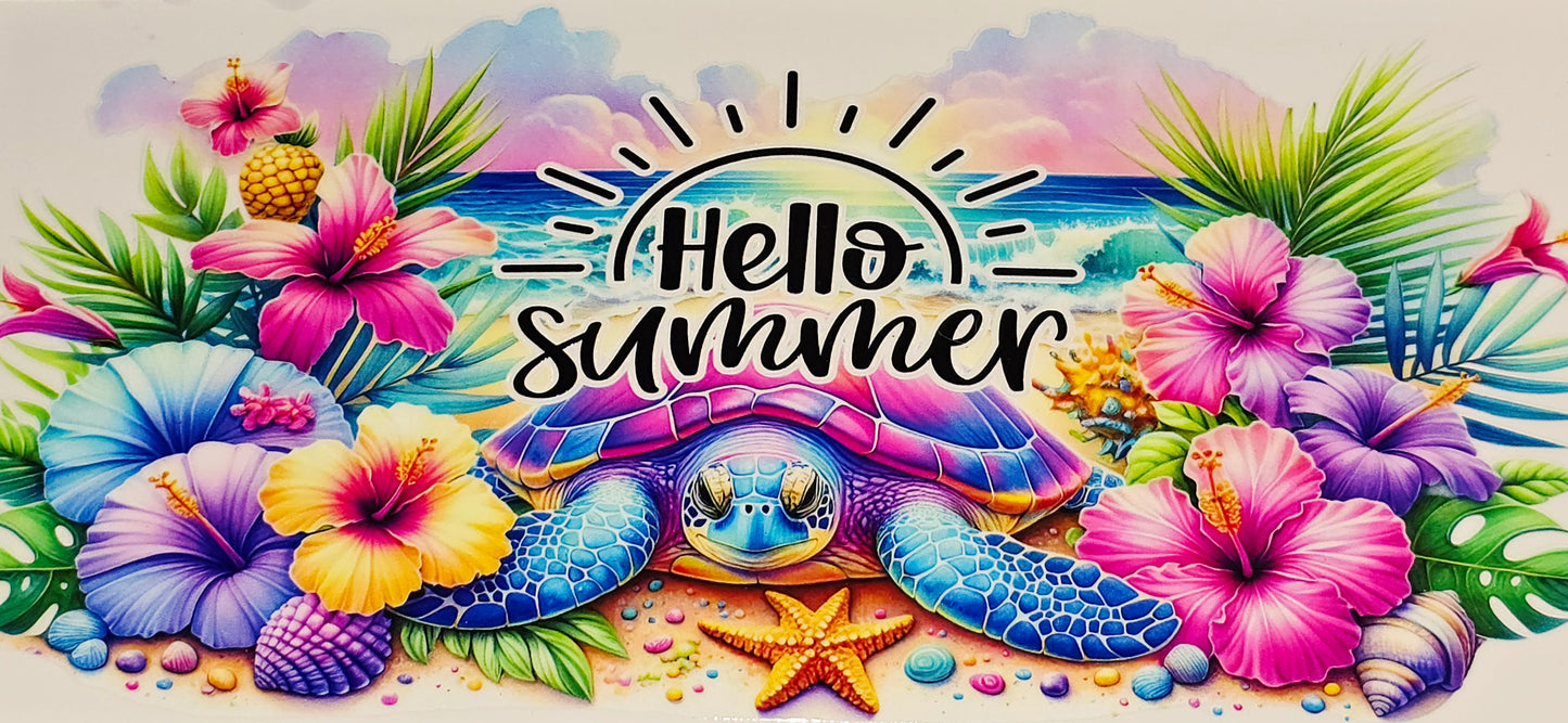 Summer at the beach clear 16 oz UV DTF wraps