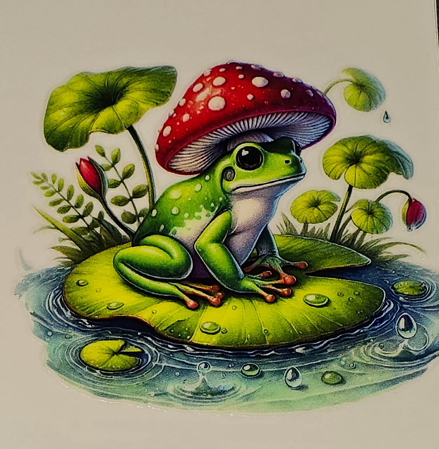 Lil froggie & mushrooms clear UV DTF