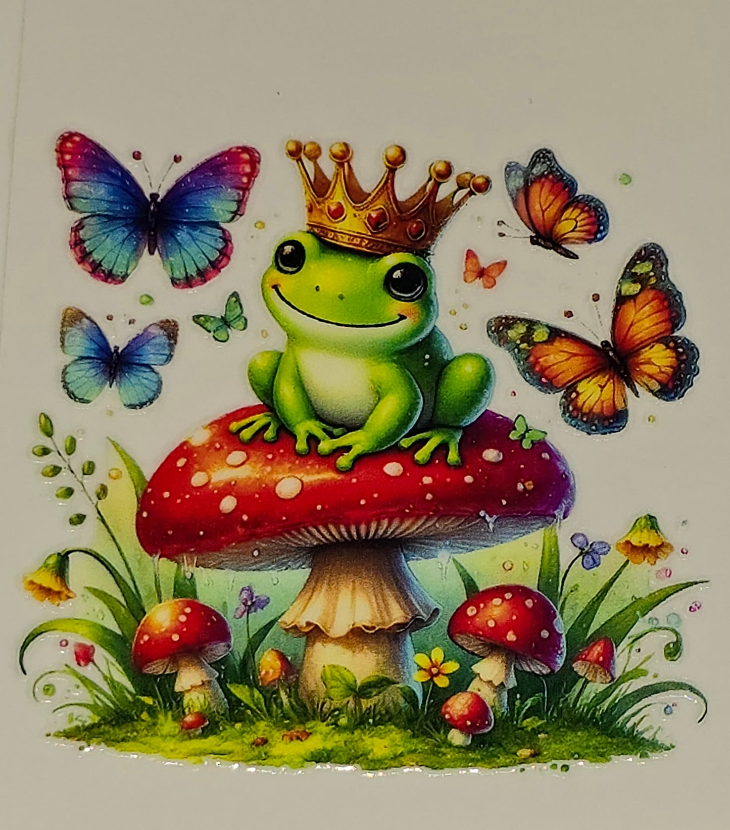 Lil froggie & mushrooms clear UV DTF