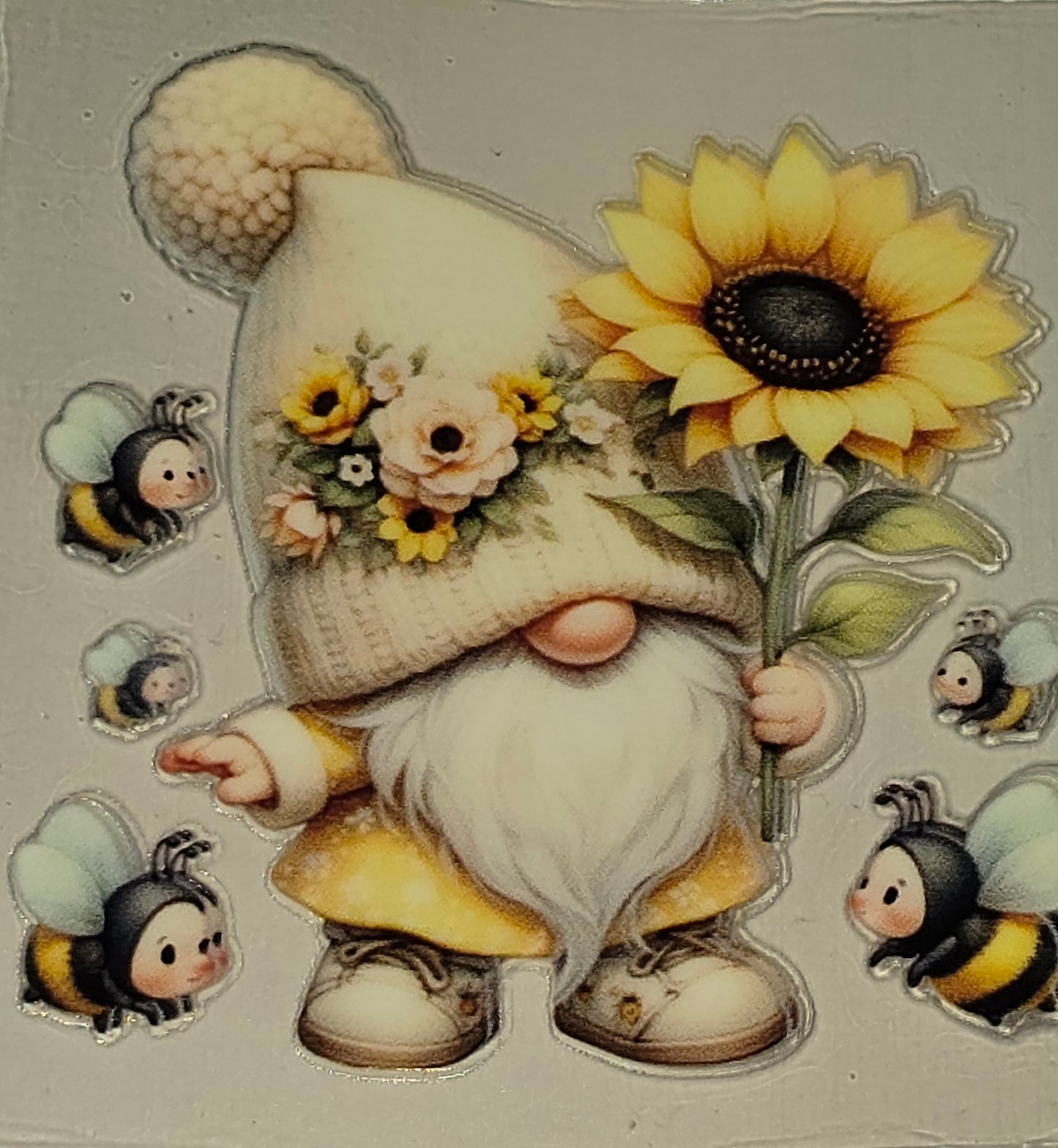 Sunflower gnomies clear medium UV DTF