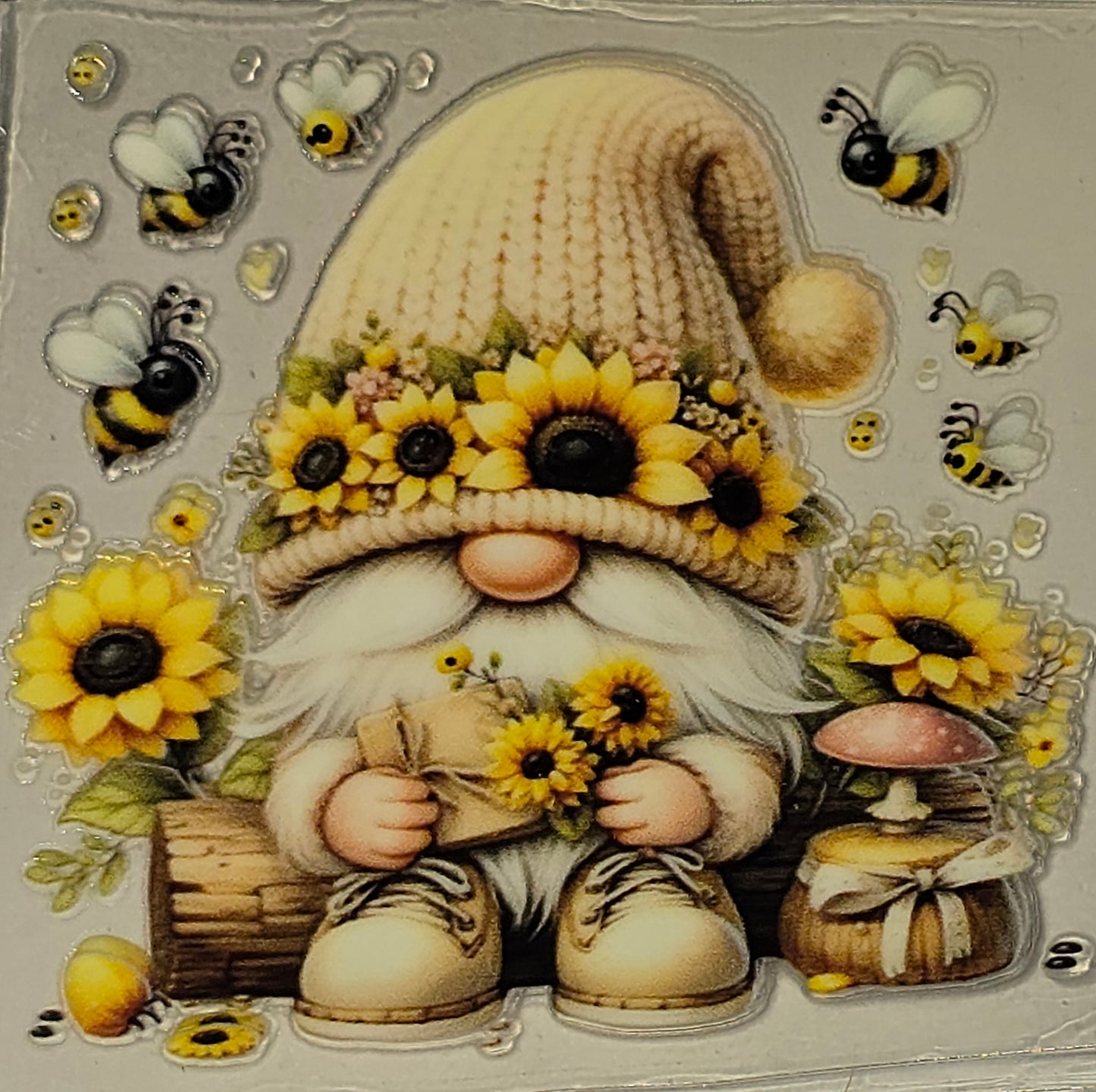 Sunflower gnomies clear medium UV DTF