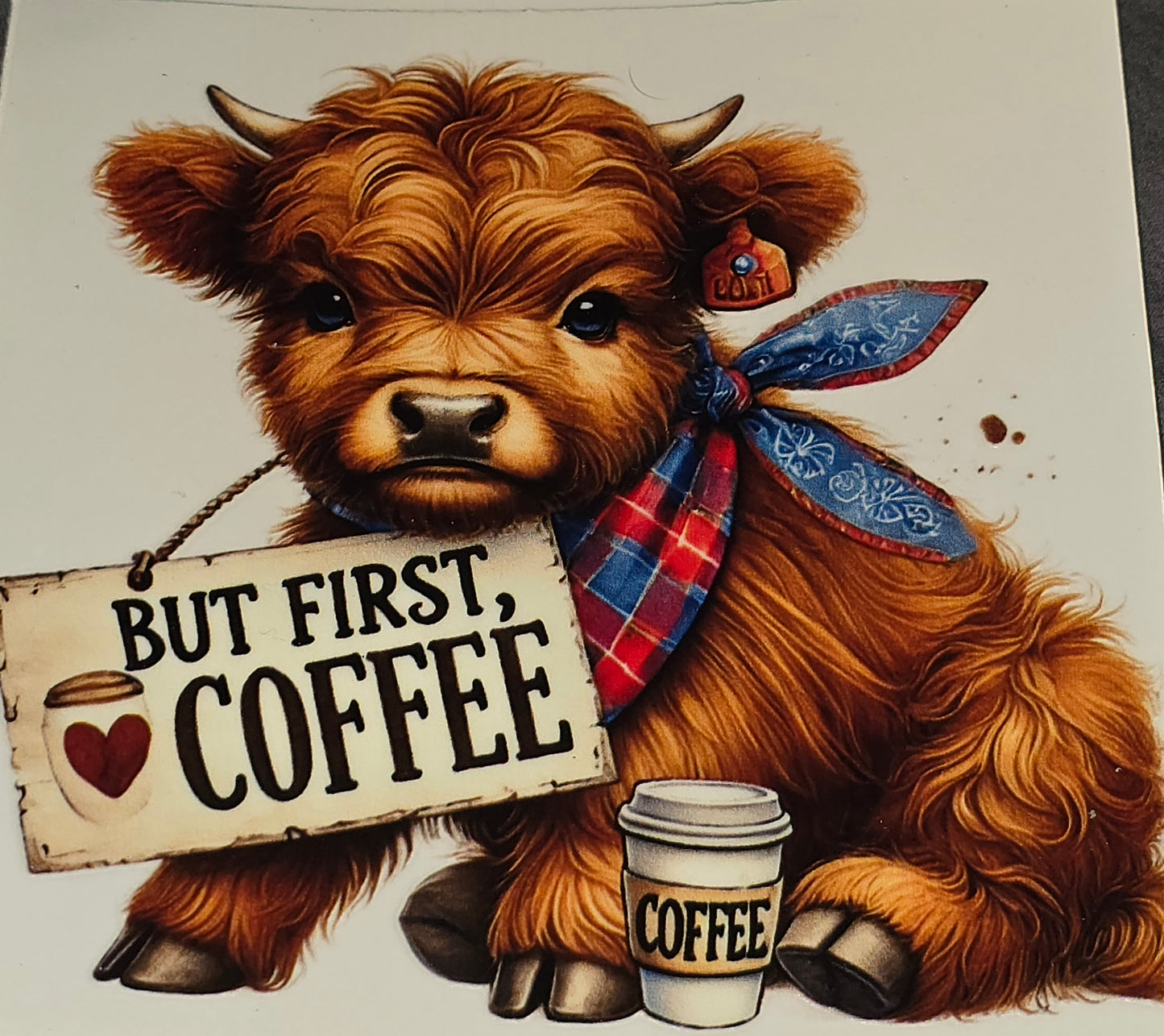 Coffee mocha cows clear UV DTF