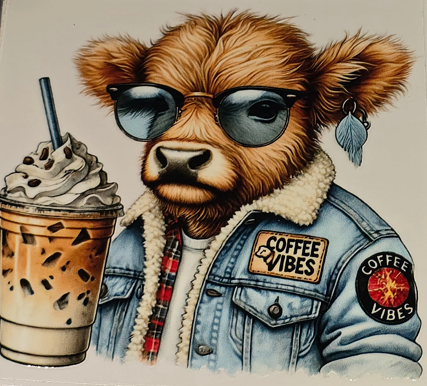 Coffee mocha cows clear UV DTF
