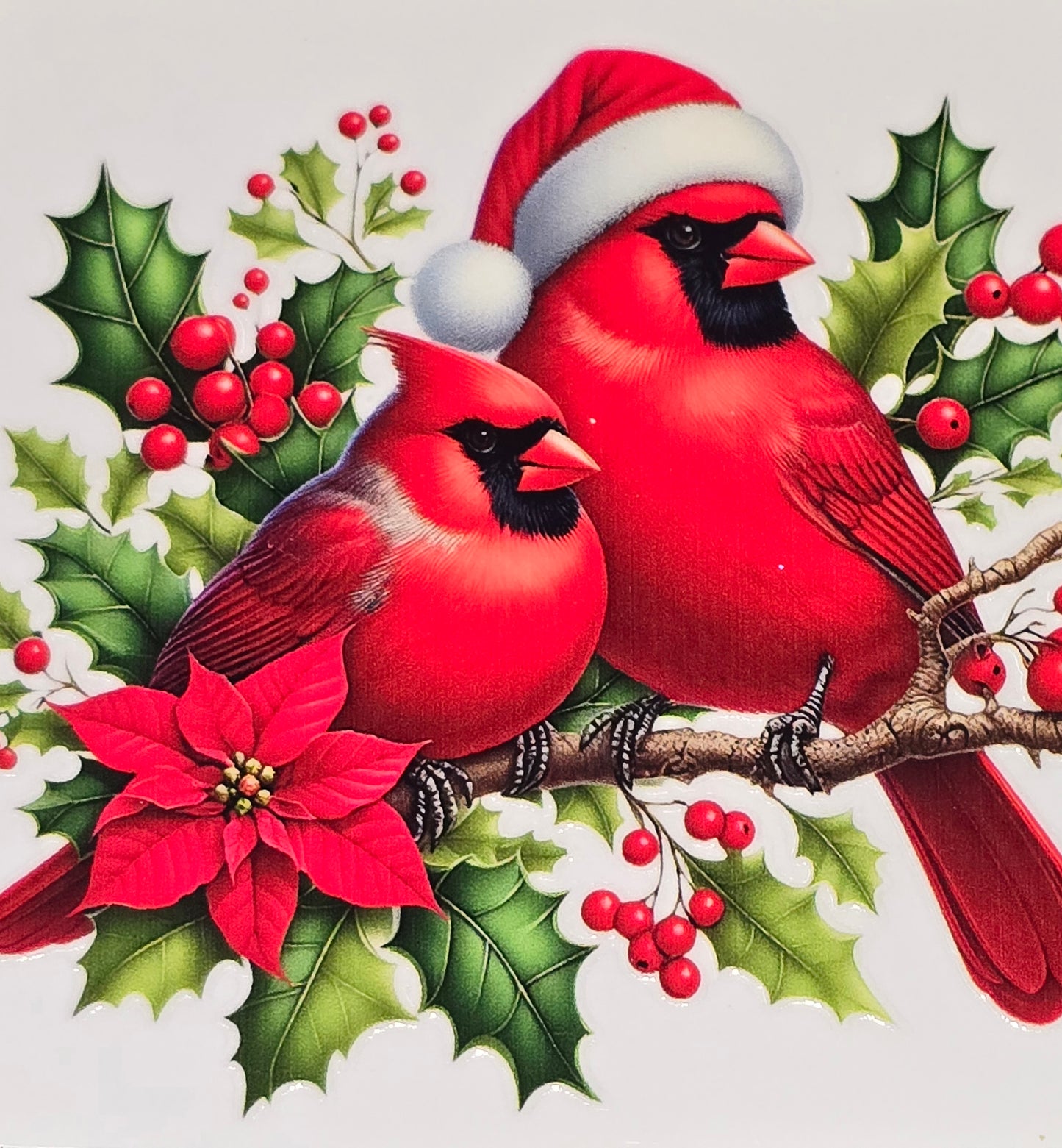 Christmas Cardinals clear medium UV DTF