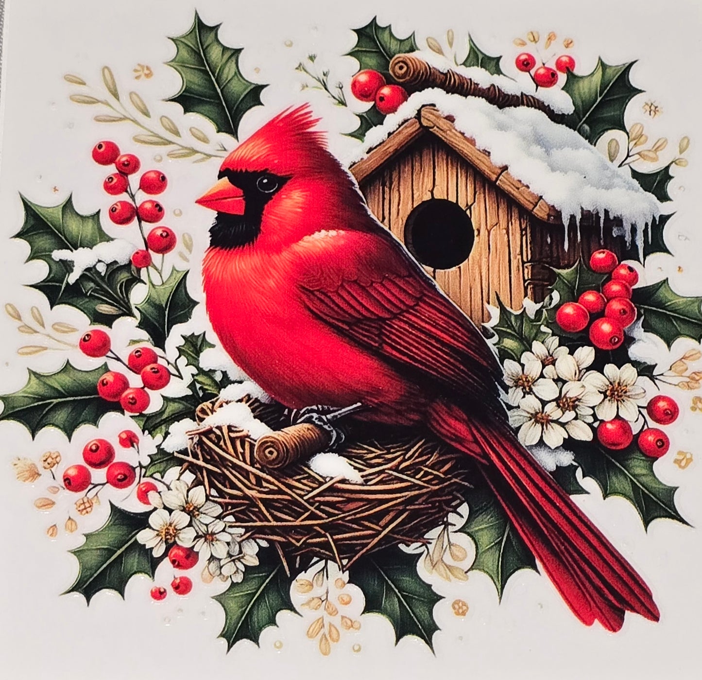 Christmas Cardinals clear medium UV DTF