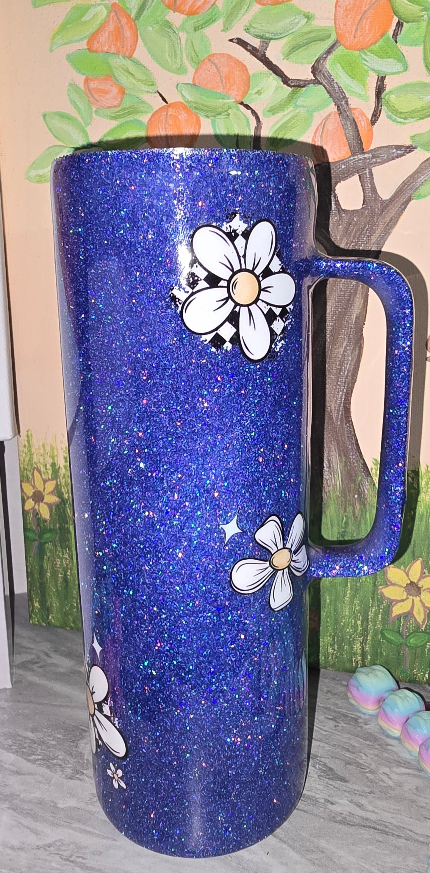 20 oz fluffy cow skinny with handle tumbler