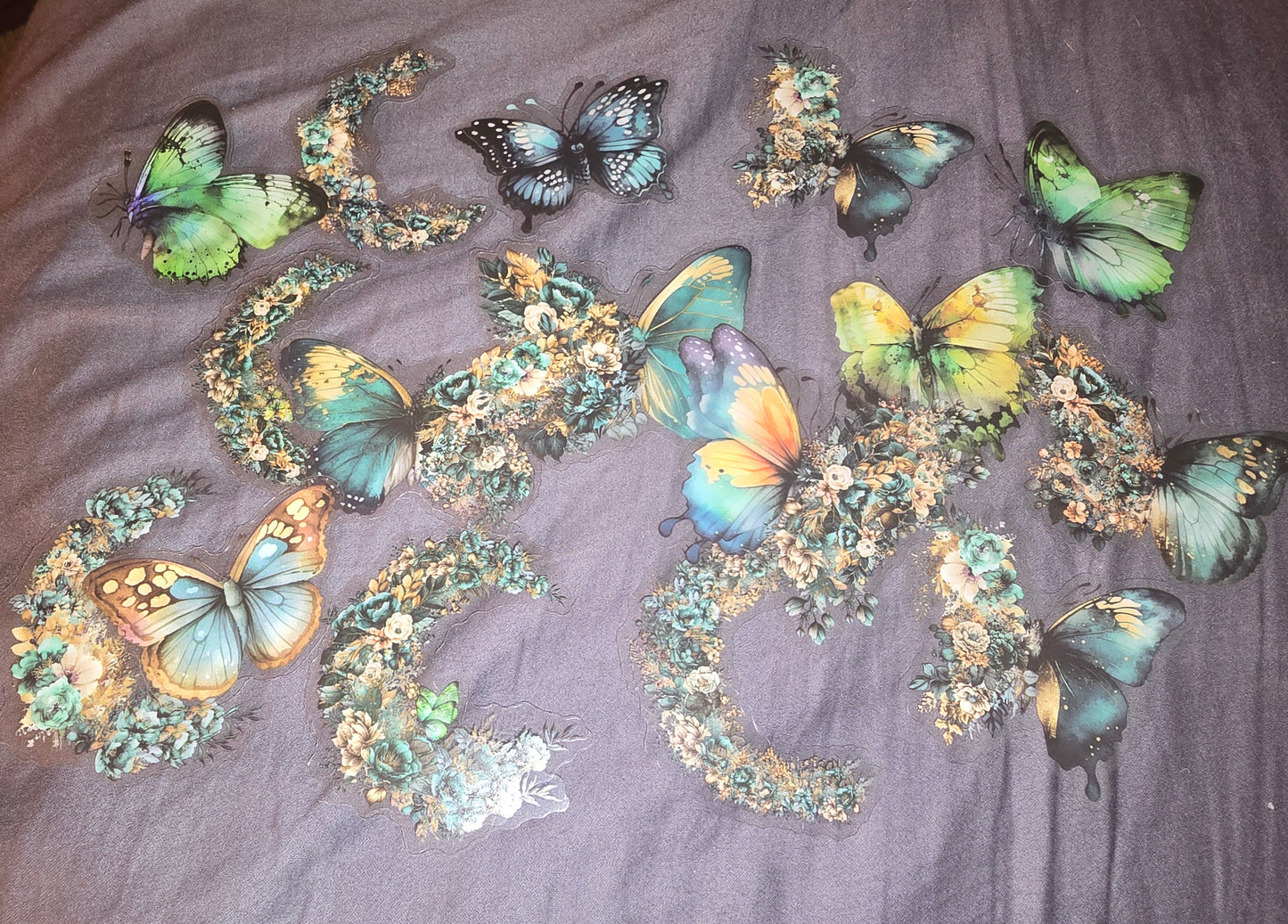 Butterfly & moons floral PET decals