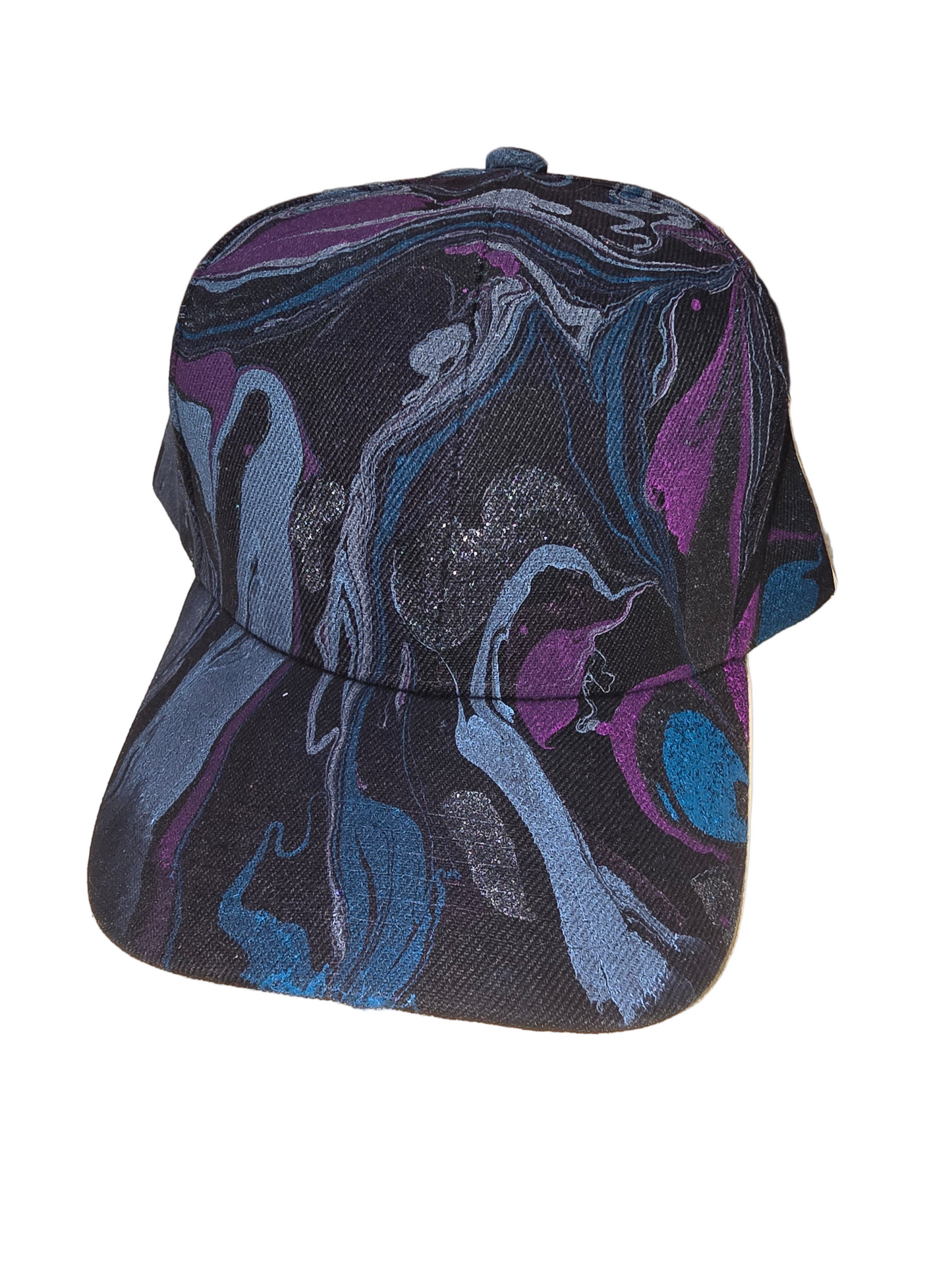 Teal, purple and black hydro dipped hat
