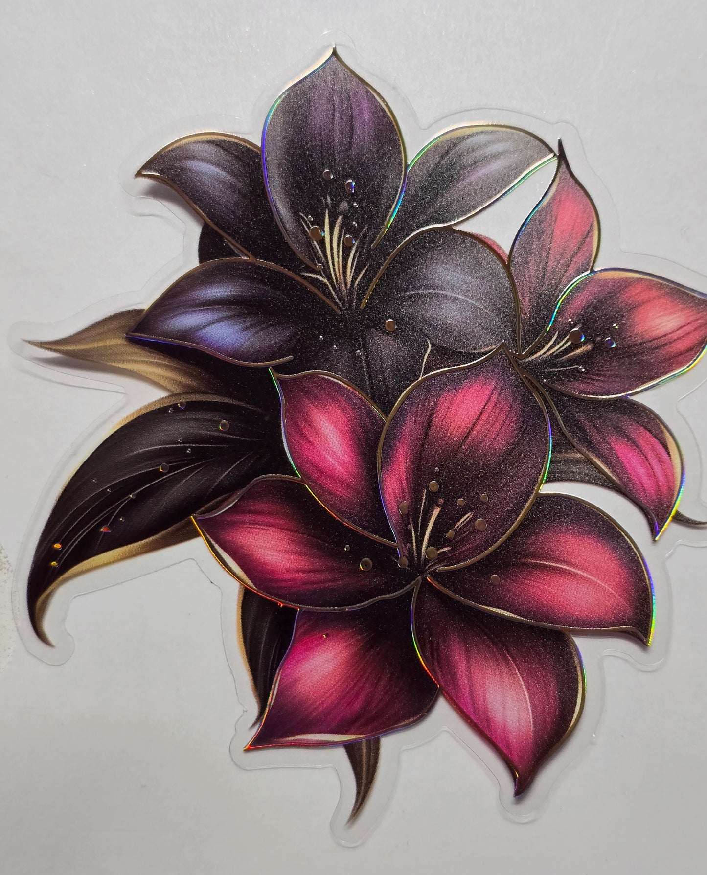 M30 Dark fuschia floral PET decals