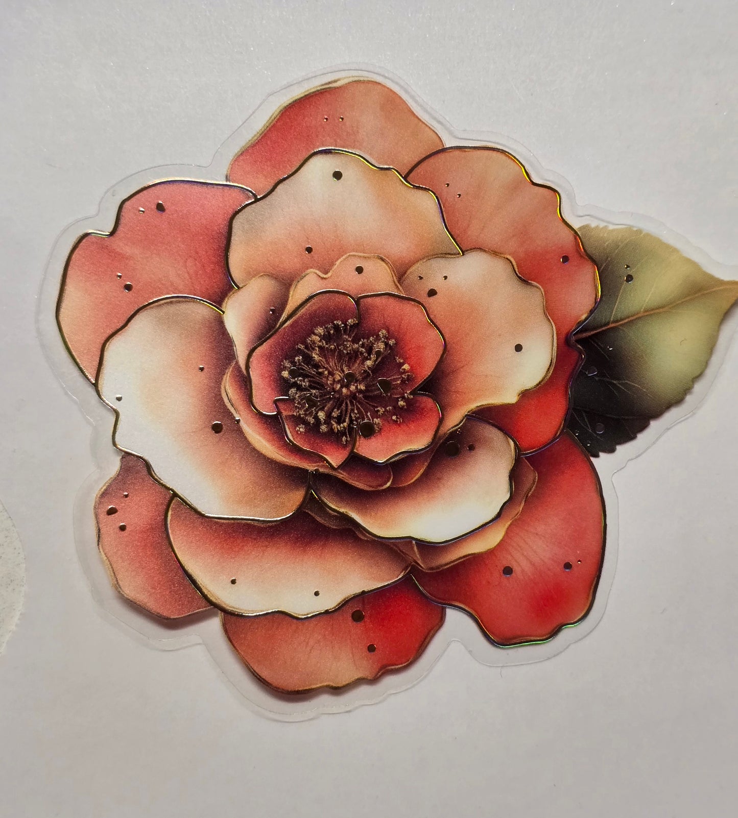 M30 peach floral PET decals