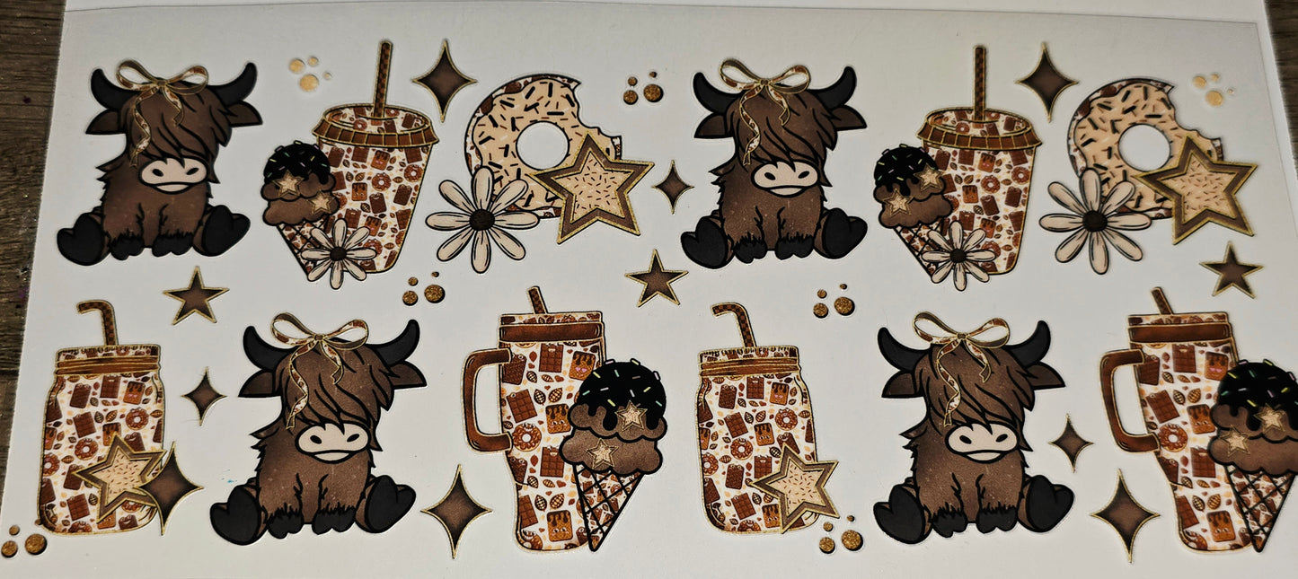 Fluffy cow and drinks uvdtf wrap