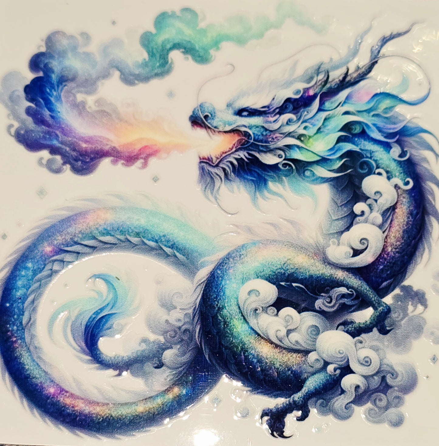 M6, L5, XL16 Rainbow & pastel dragons medium clear UV DTF