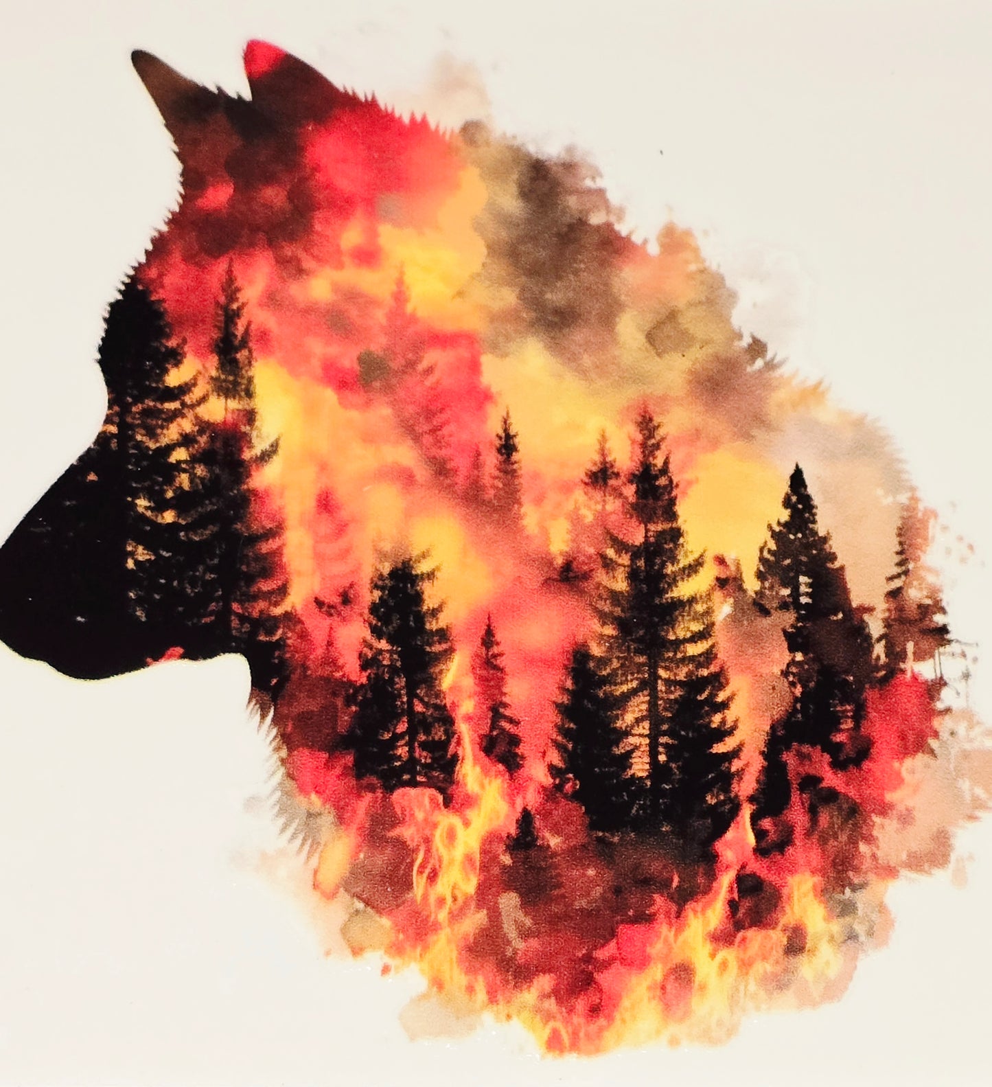 XL2 watercolor forest wolves UVDTF decals