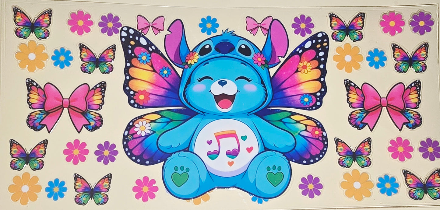 Bear in blue guy butterfly costume uvdtf wrap
