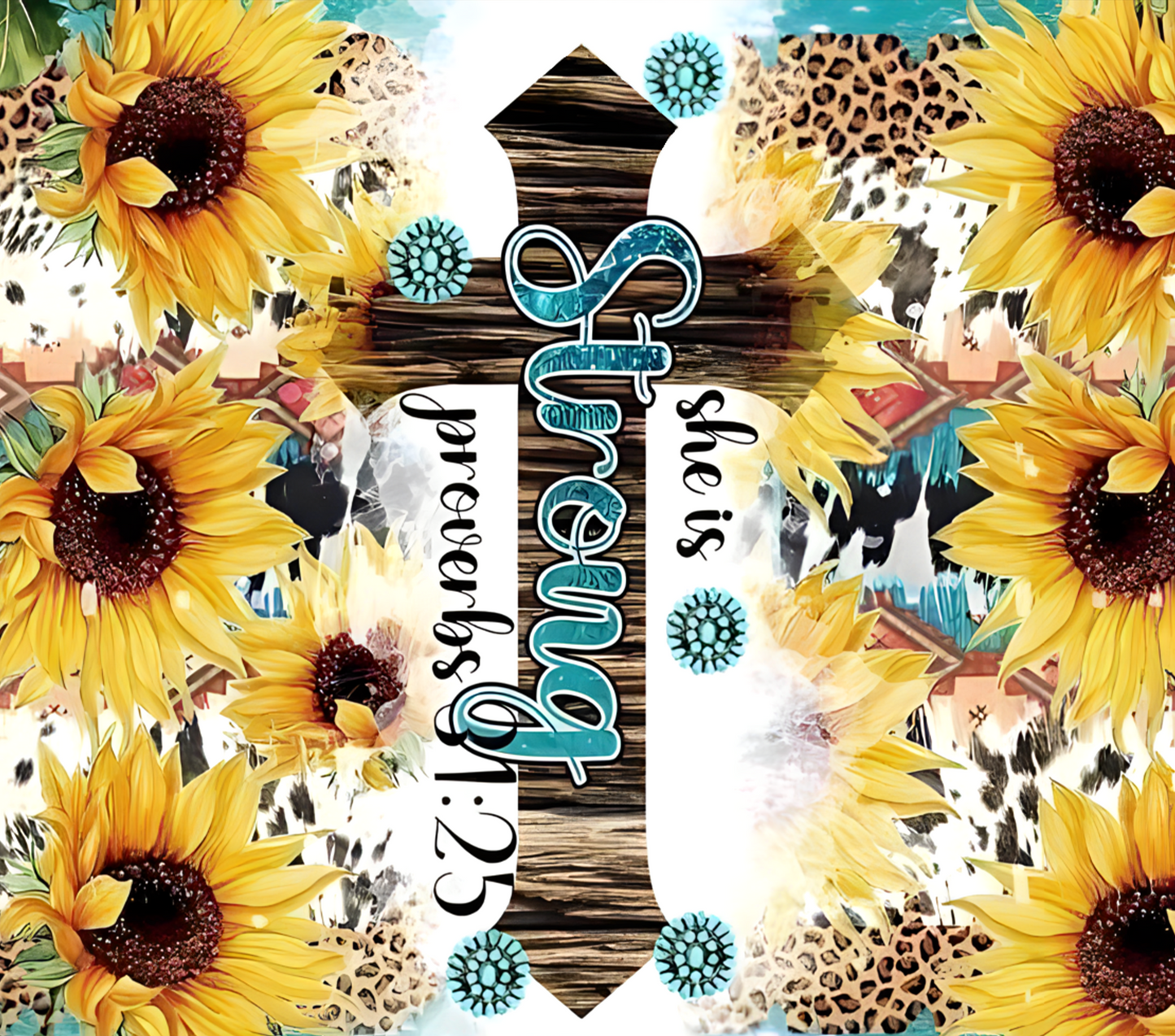 (Sunflower, Cross) She is Strong