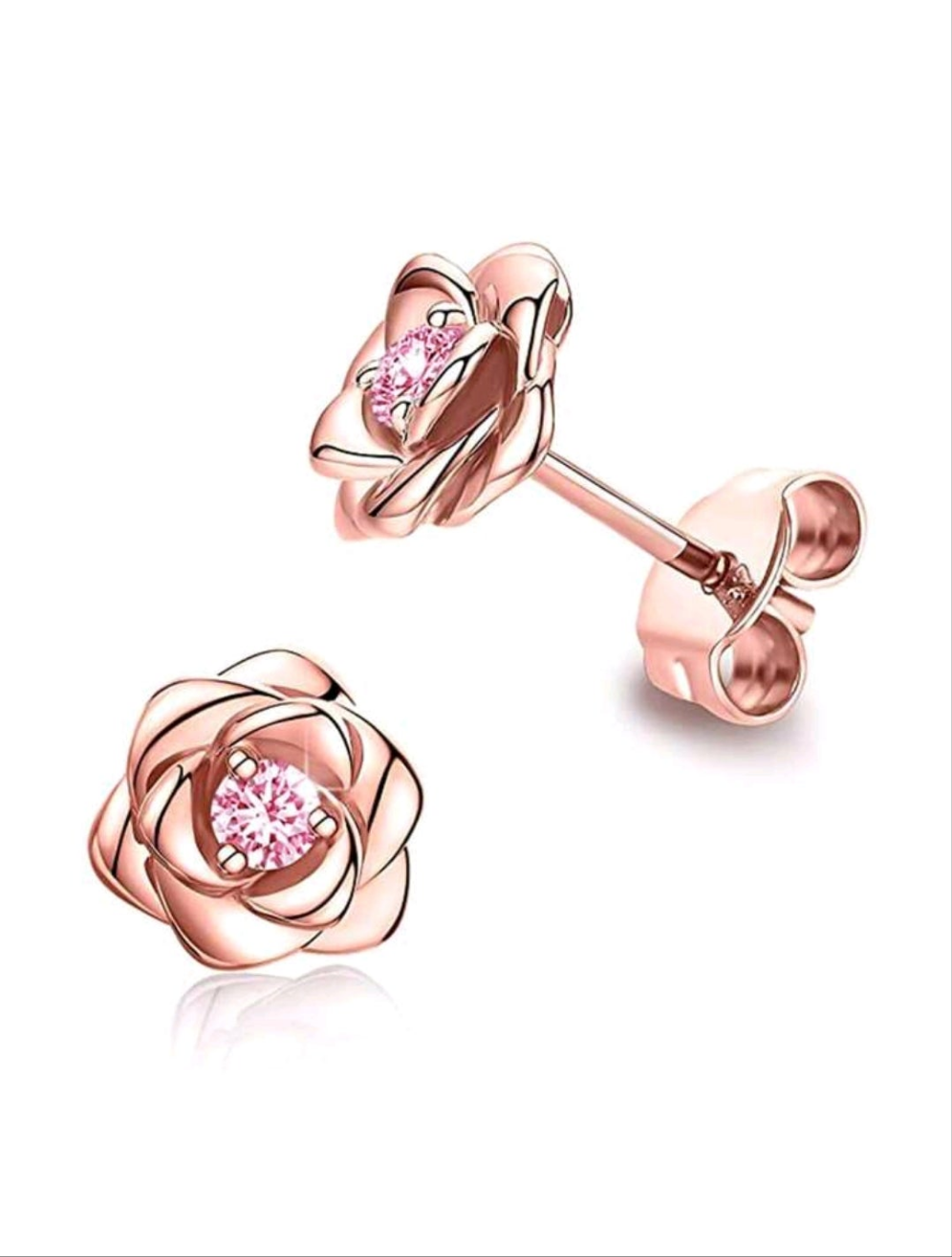 “Black/Pink” Rose studded earrings