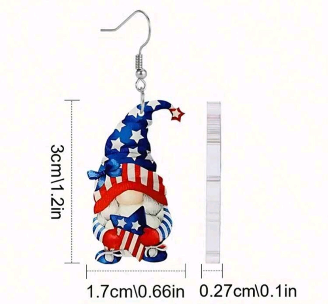 Patriotic gnome earrings