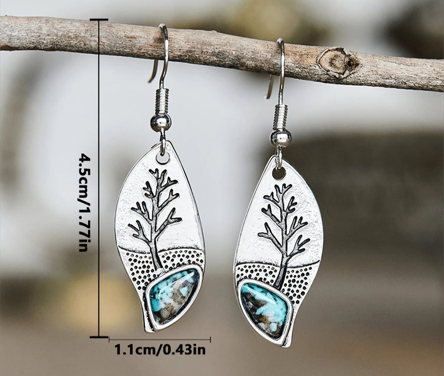 Vintage style minimalist tree earrings