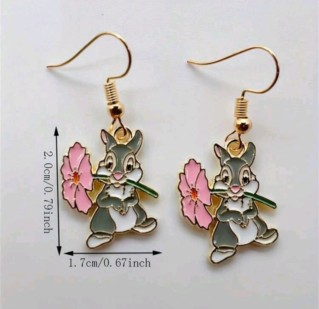 Thumper with a flower earrings