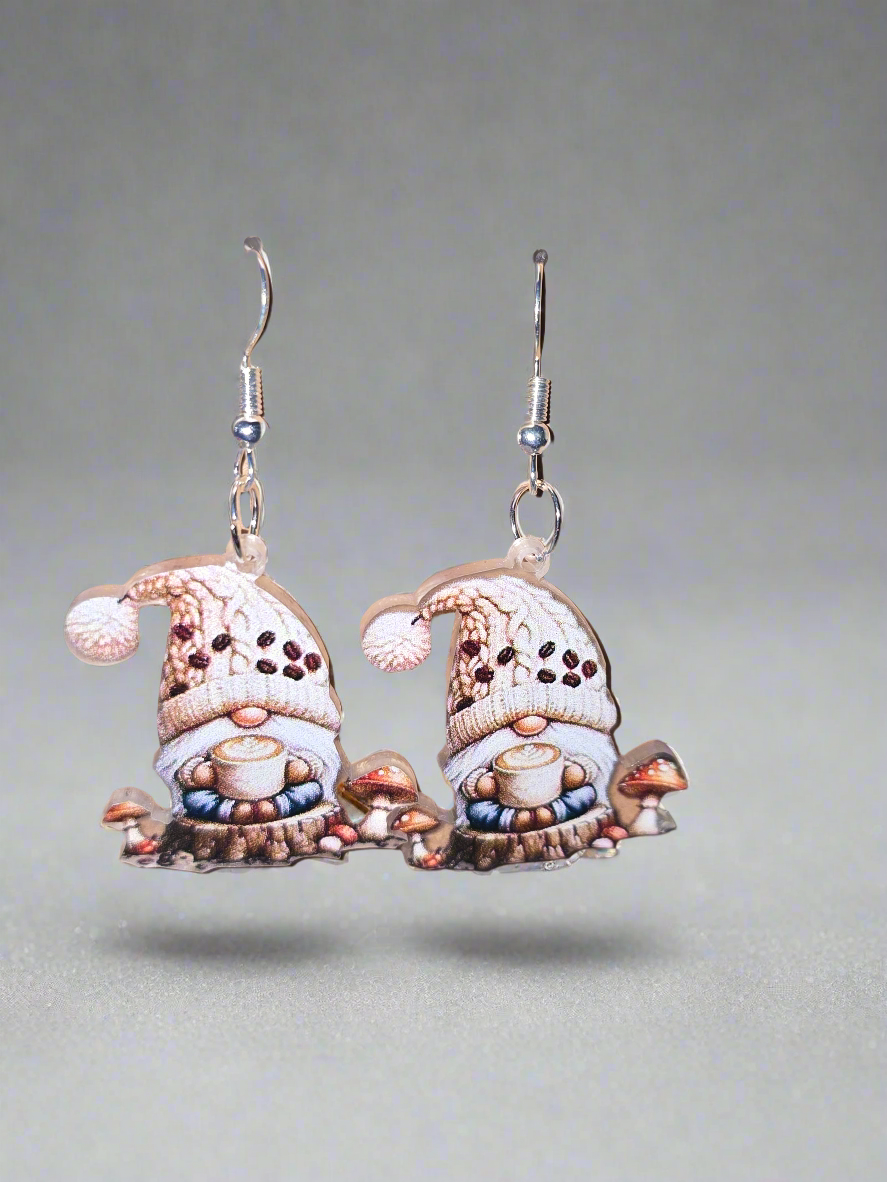 Coffee gnome earrings