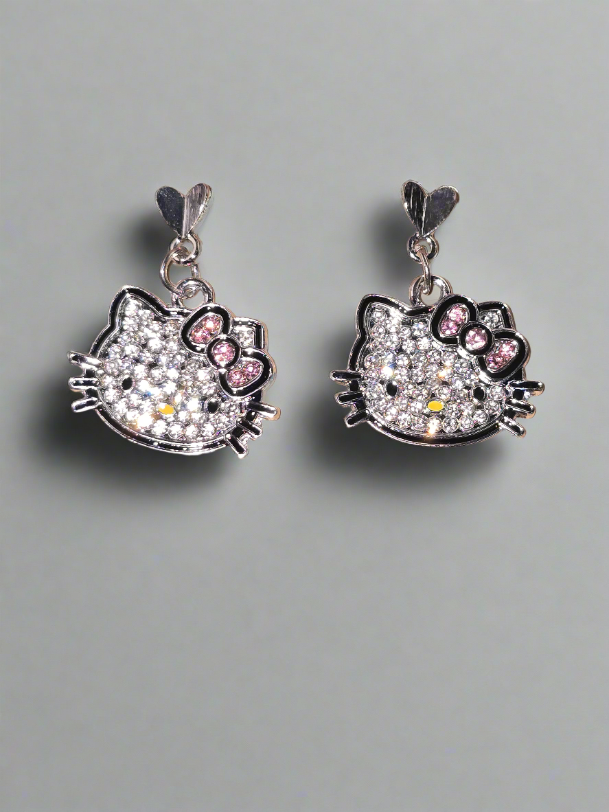 Hello kitty rhinestone earrings