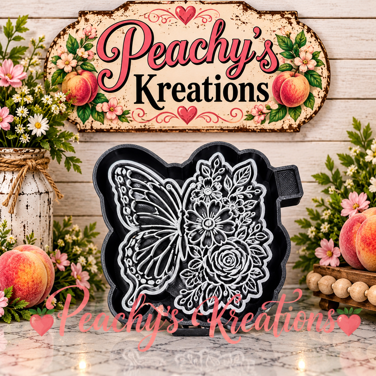 3D floral butterfly car freshie mold