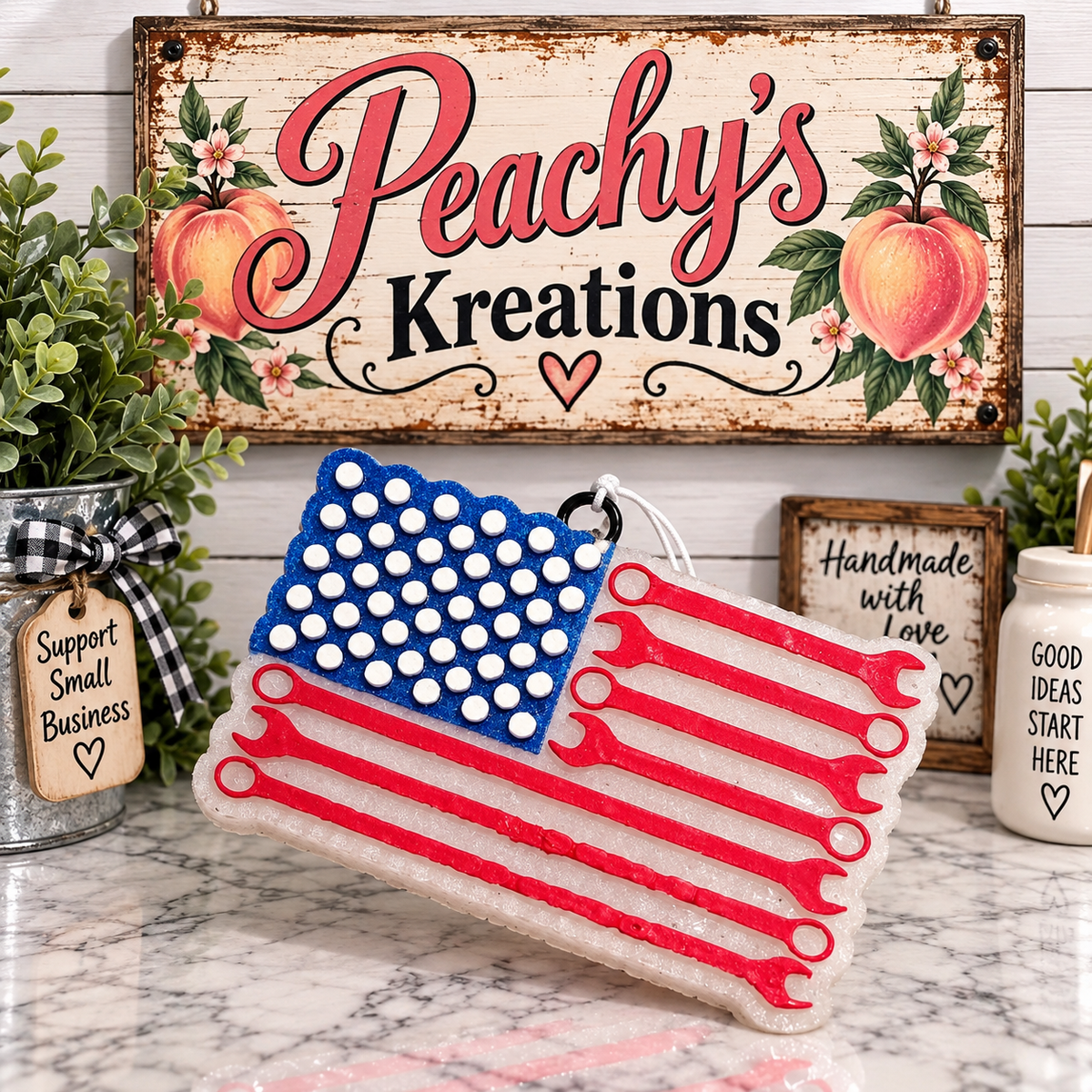 Patriotic tool flag car freshie