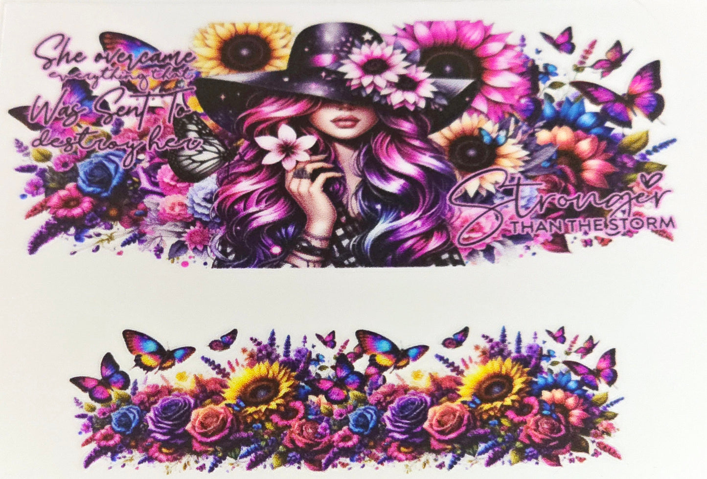 Floral women affirmation mini tumbler clear UV DTF wraps