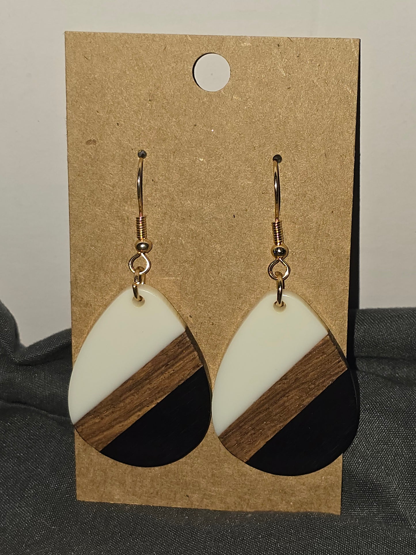 Geometric wood and resin earrings