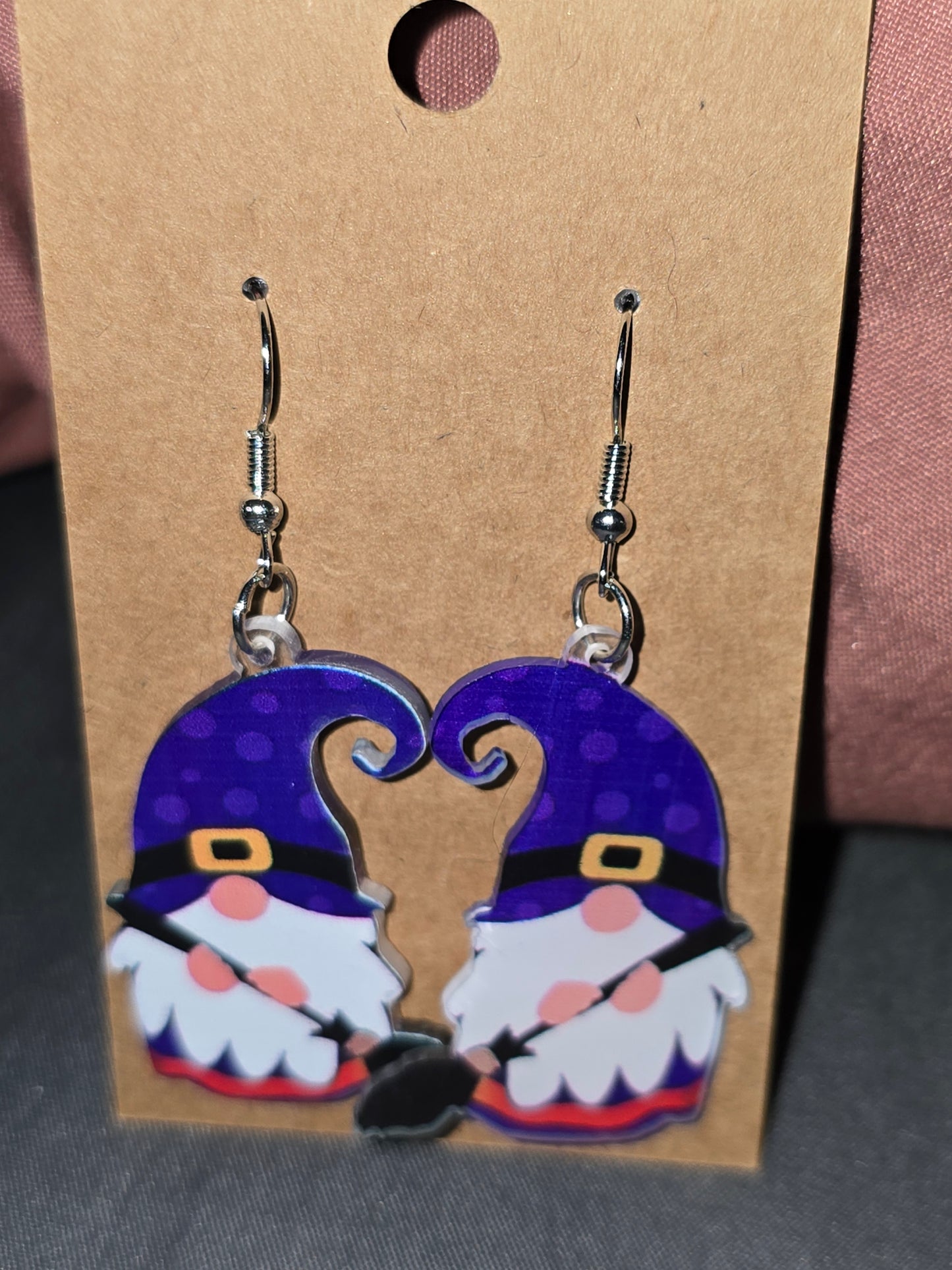 Halloween acrylic gnome earrings