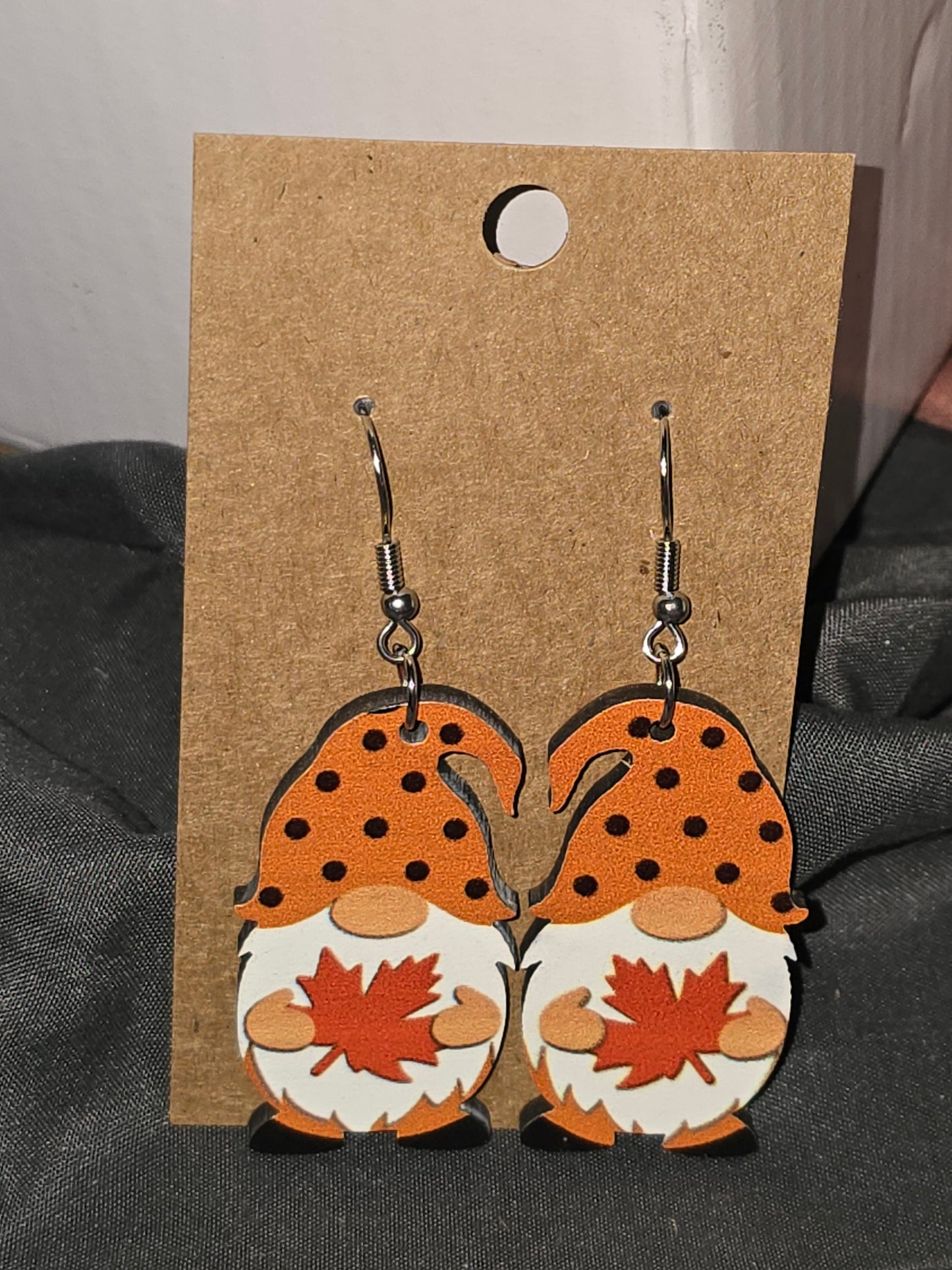 Painted fall gnome earrings