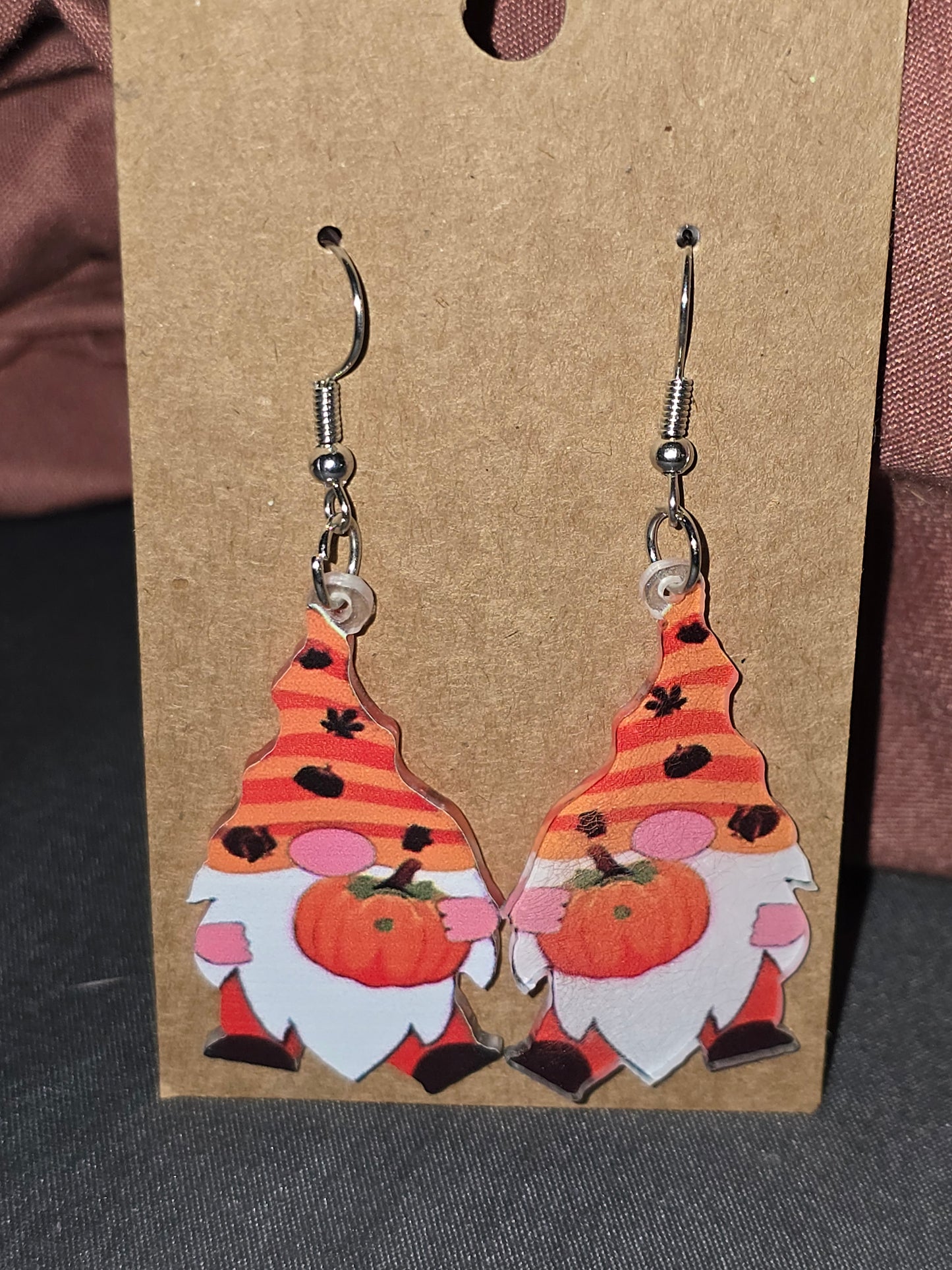 Halloween acrylic gnome earrings