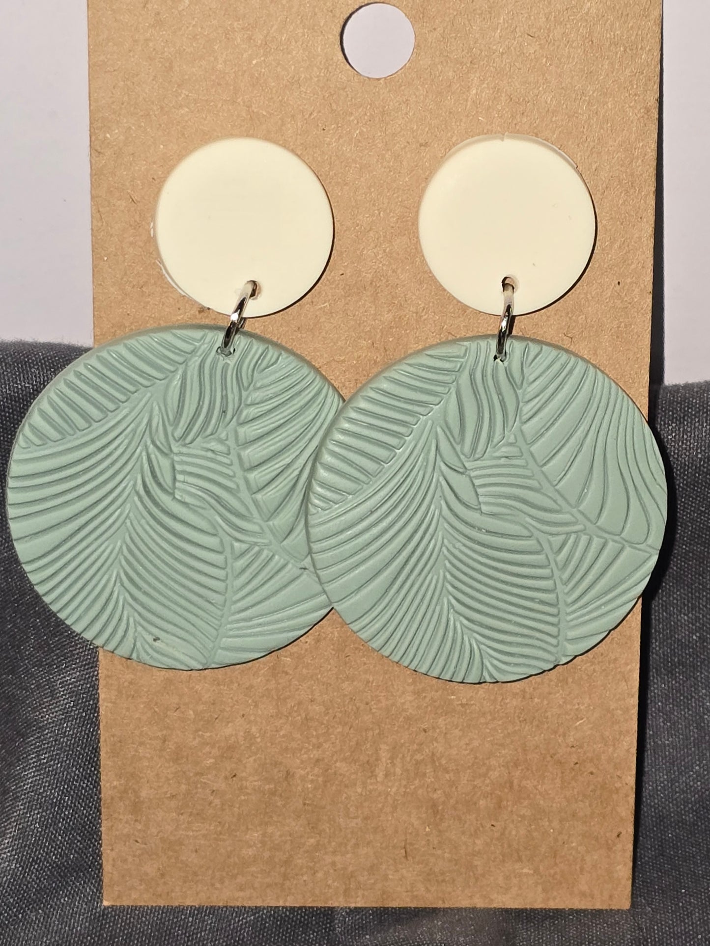 Stamped palm leaf earrings