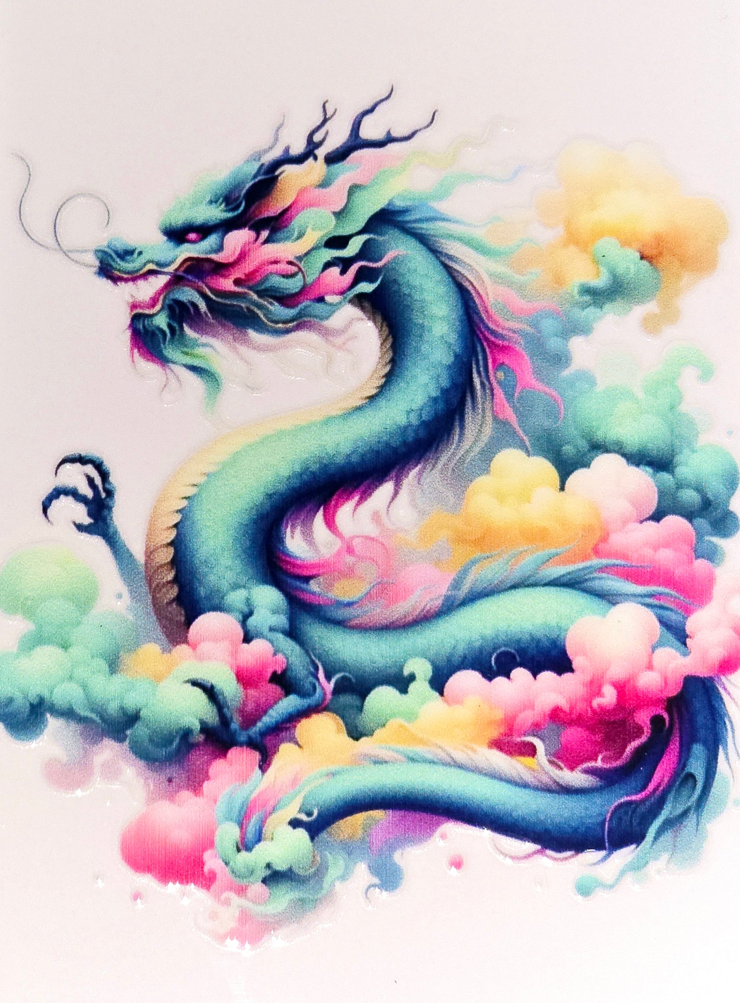 Rainbow & pastel dragons medium clear UV DTF