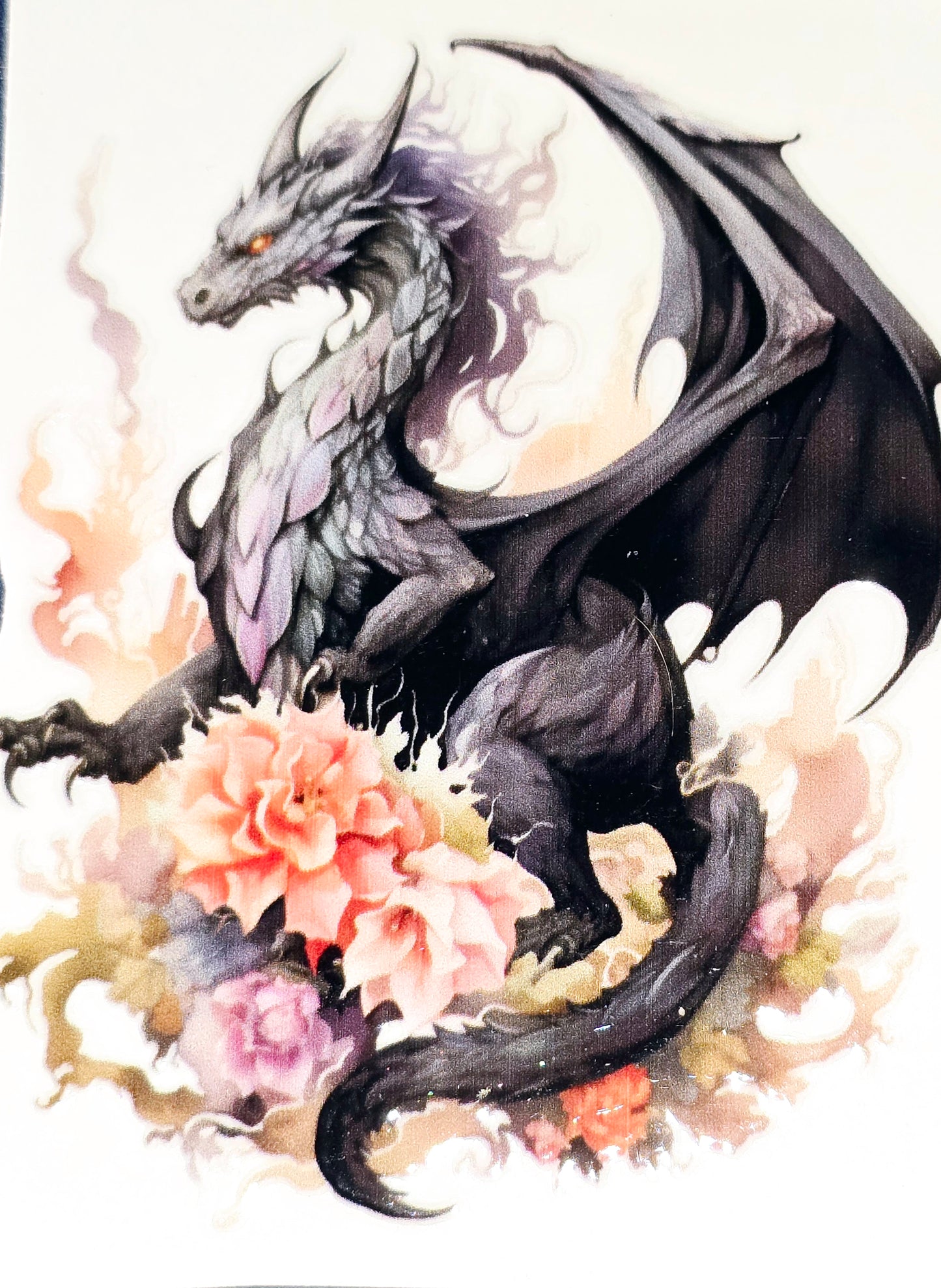Rainbow & pastel dragons medium clear UV DTF