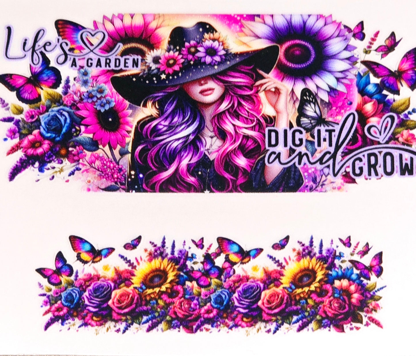 Floral women affirmation mini tumbler clear UV DTF wraps