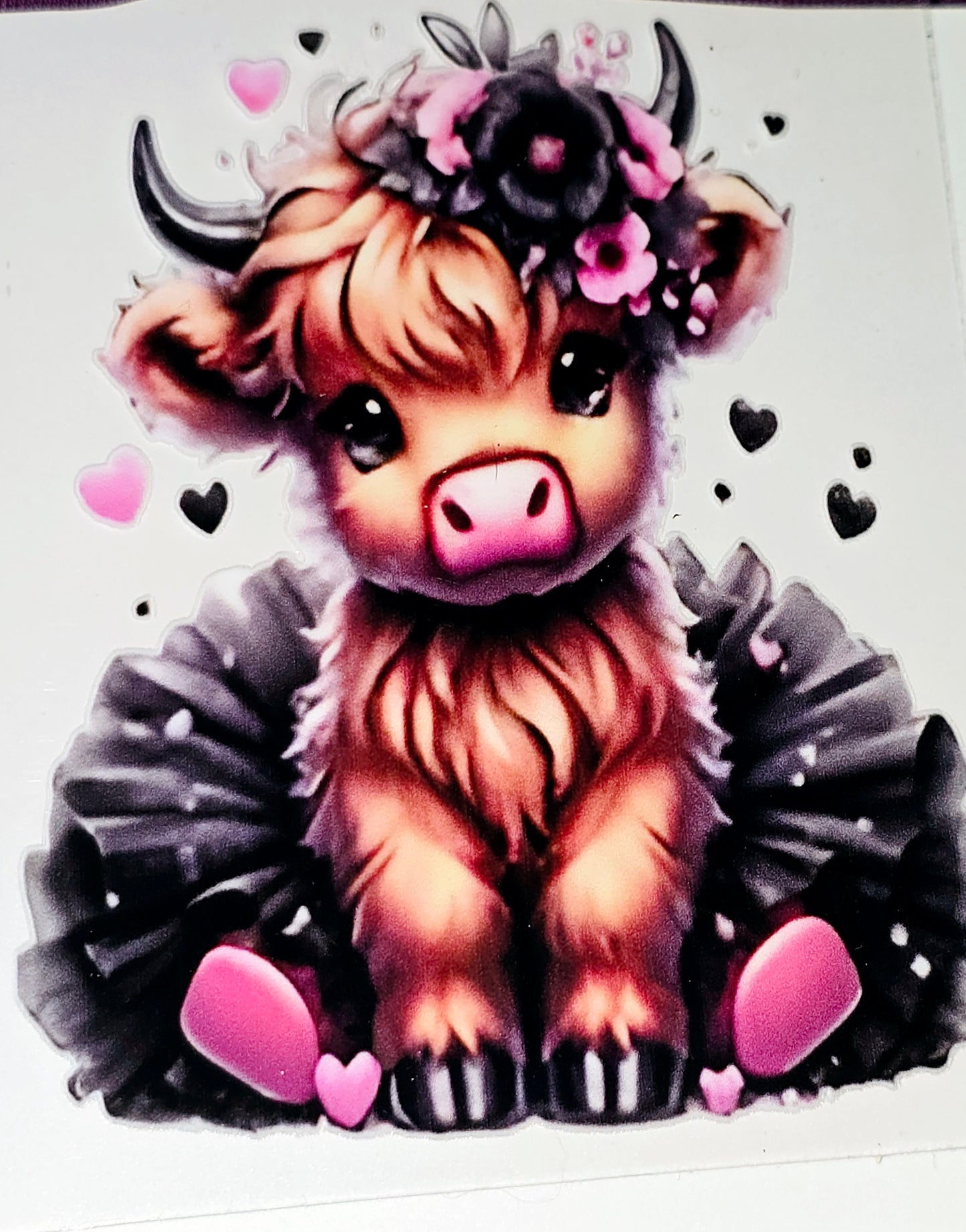 Large fluffy cows in tu-tu's clear UV DTF