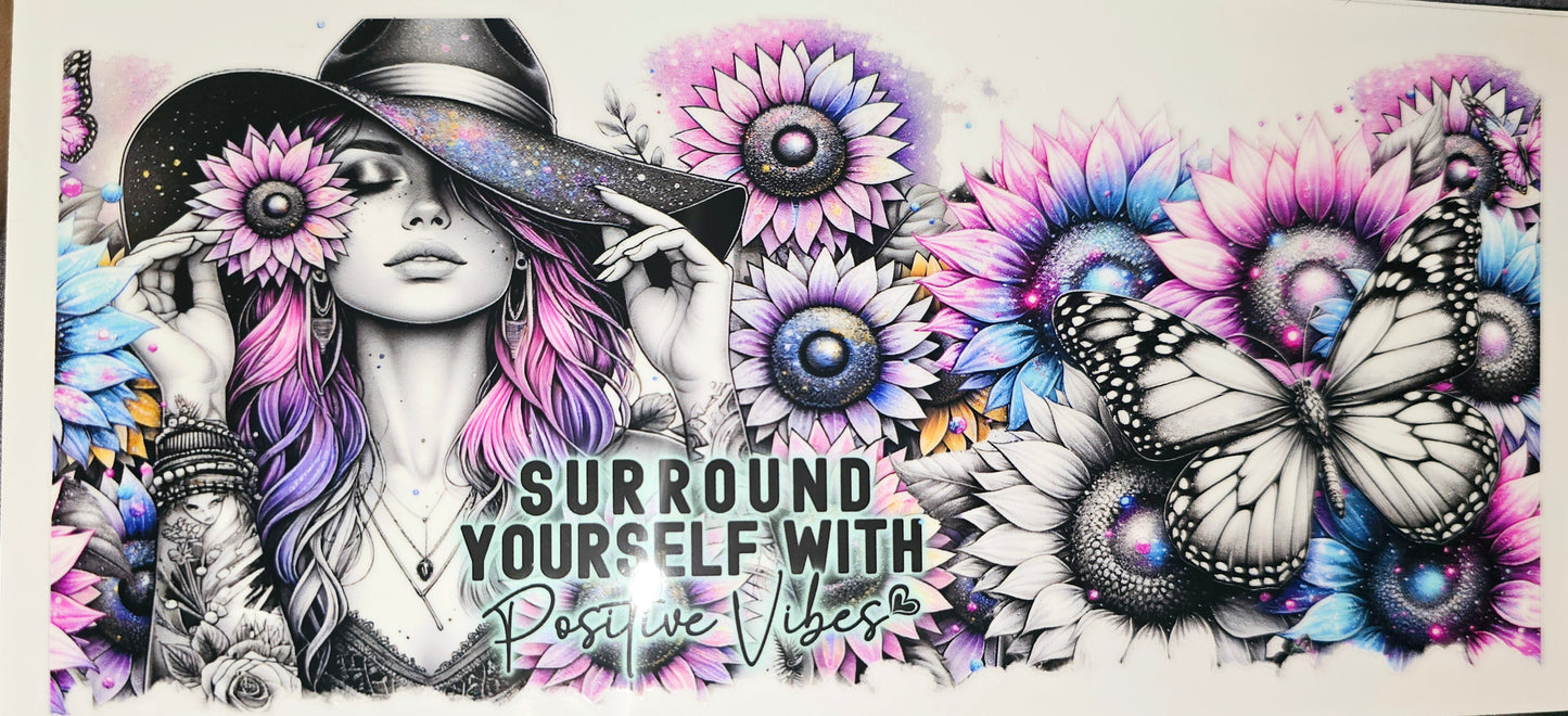 Positive vibes clear UV DTF wrap