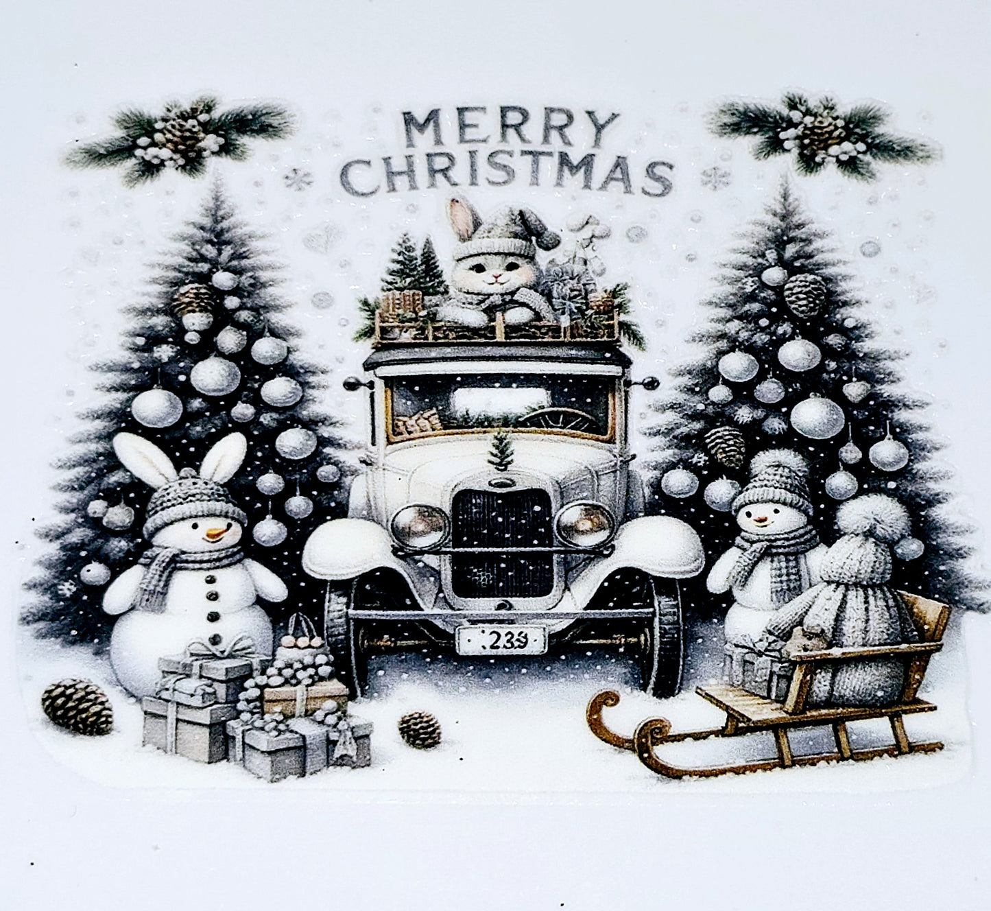 Christmas scene medium clear UV DTF's