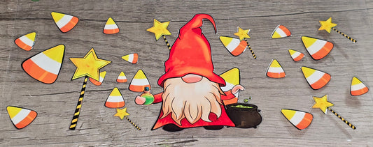 Candy corn gnome clear UV DTF decal wrap