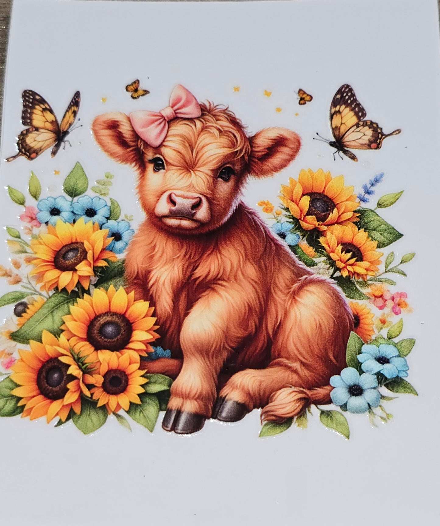 Fluffy cow large clear UVDTF