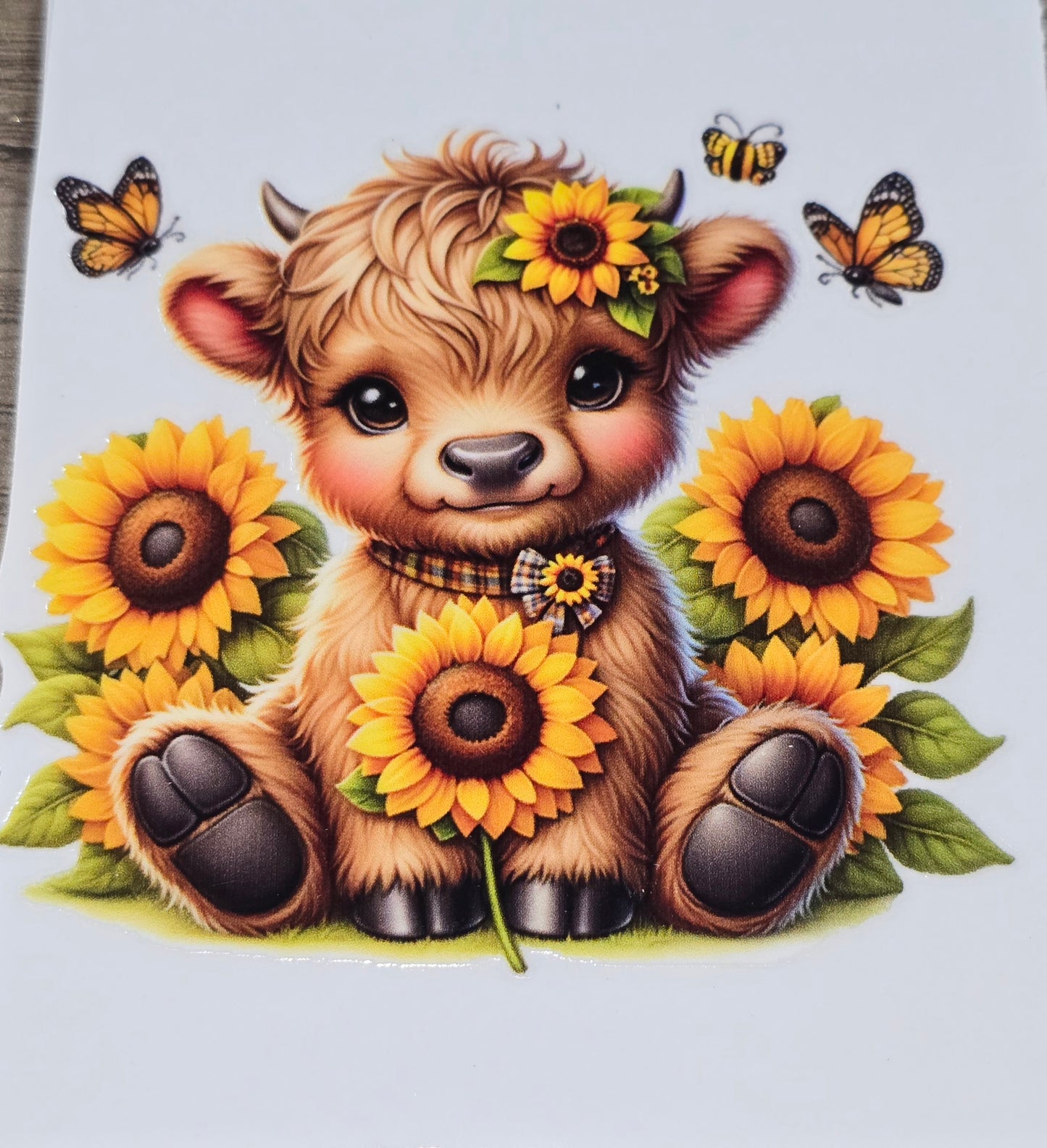 Fluffy cow large clear UVDTF