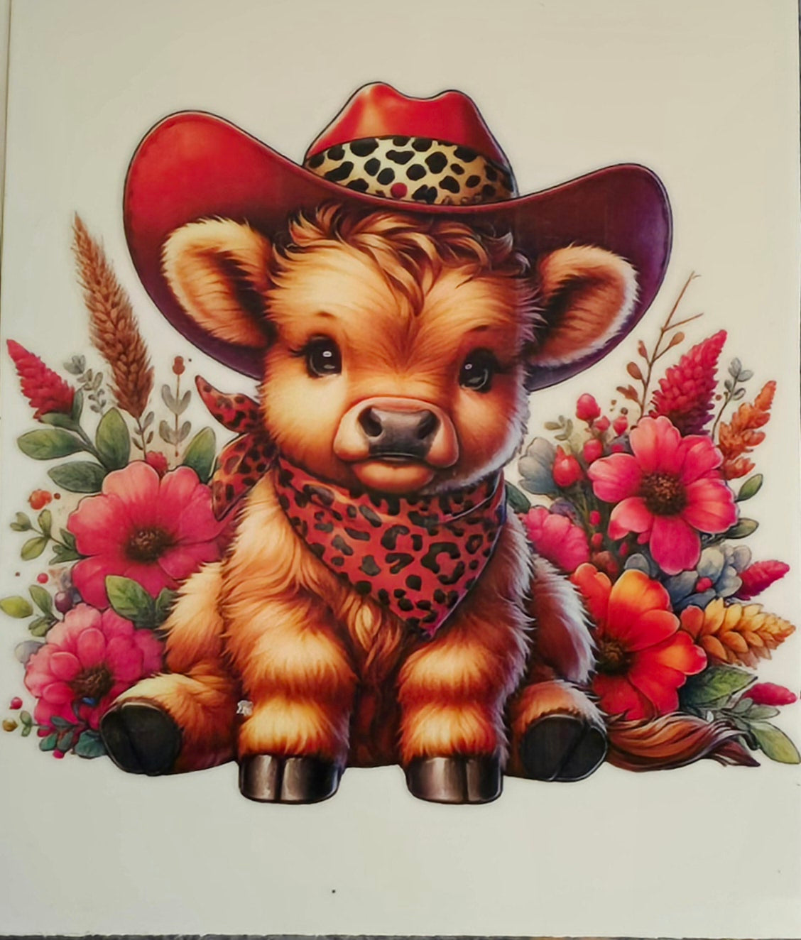 Fluffy cow large clear UVDTF