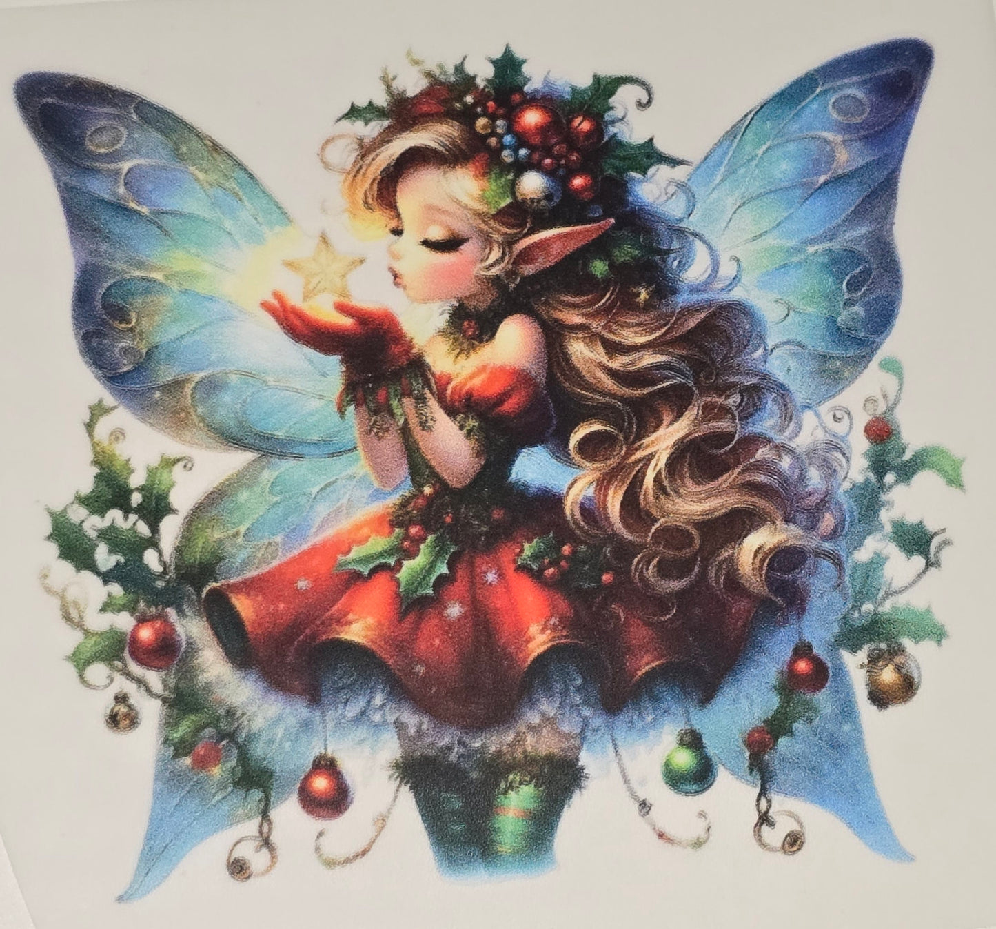Christmas fairie medium clear DTF iron on transfer