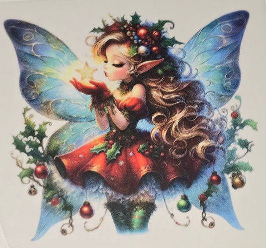 Christmas fairie medium clear DTF iron on transfer